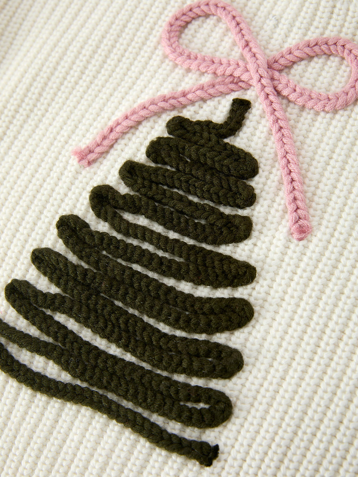 Girls Christmas Tree Knit Pullover Sweater