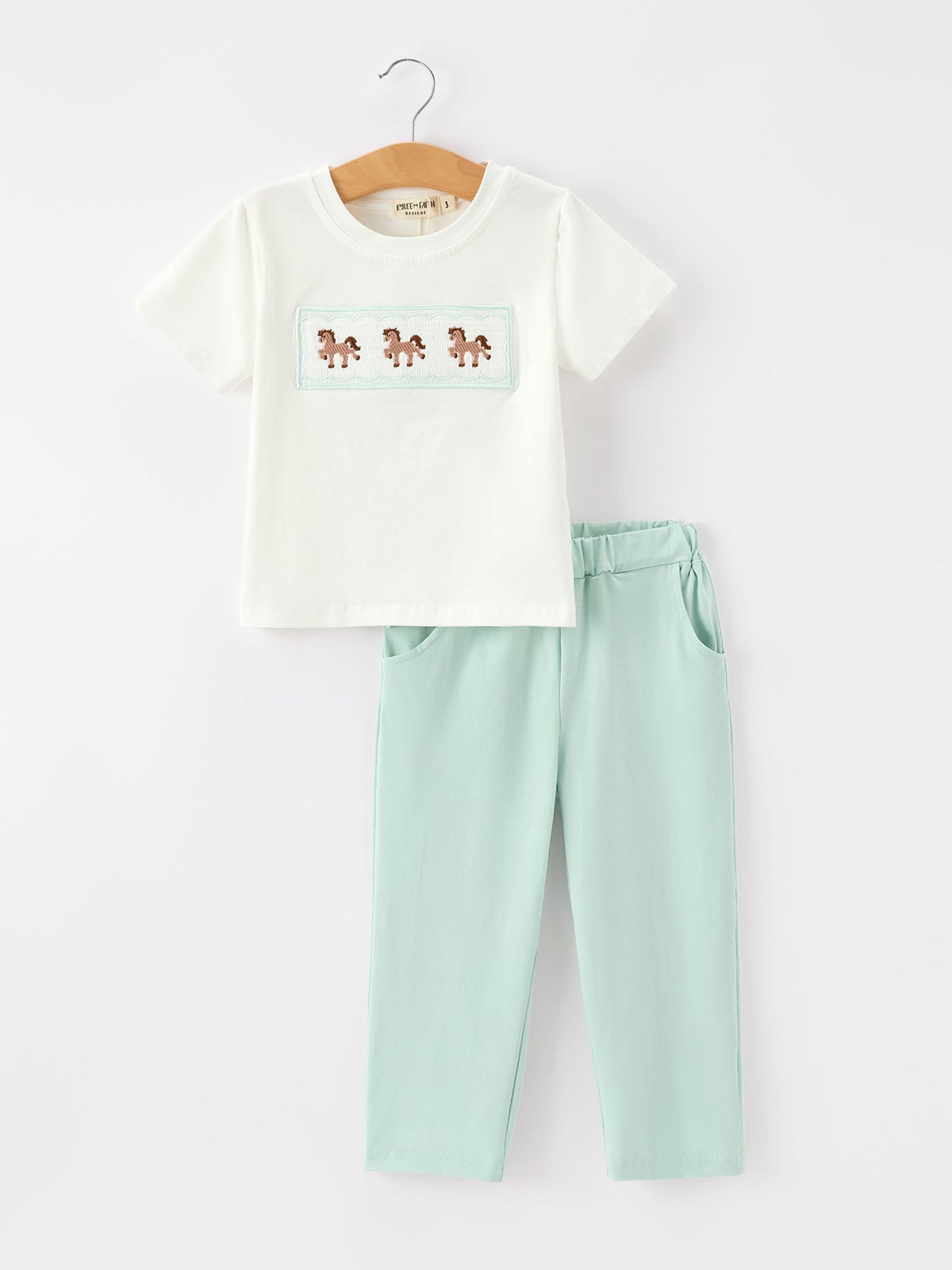 Boys Western Horse Embroidered T-Shirt & Pants Set