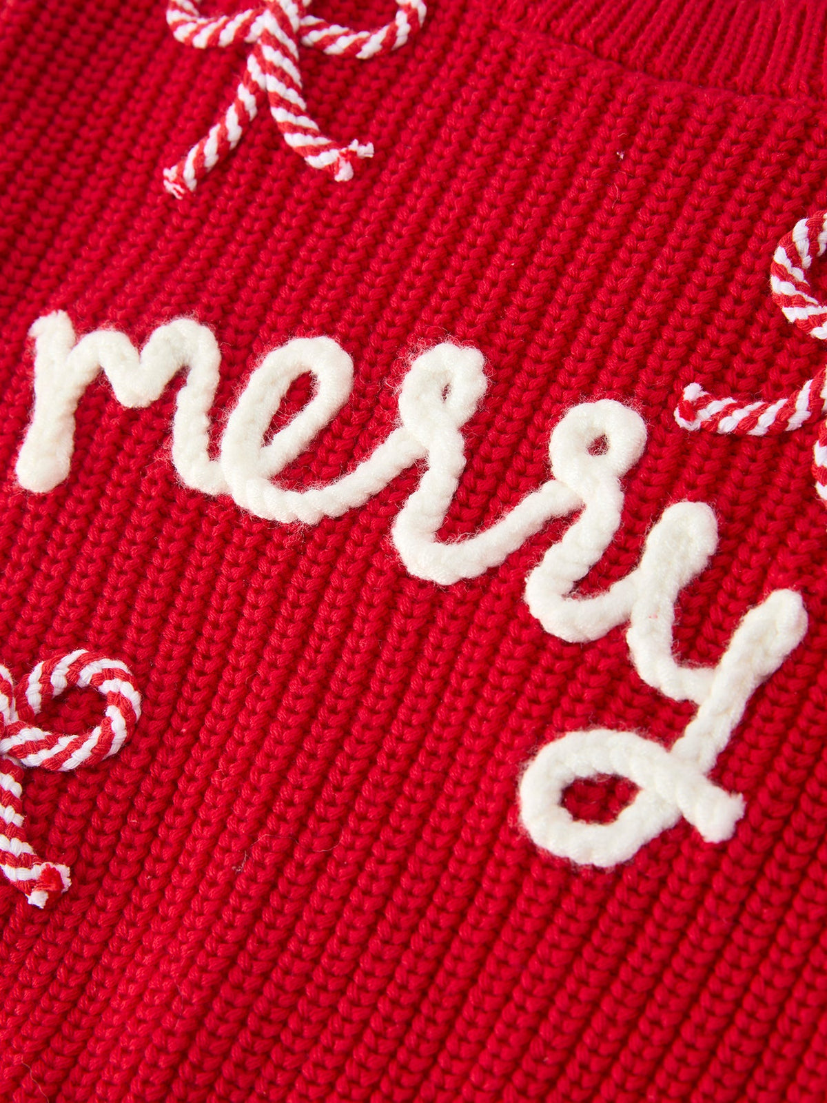 Baby Christmas Candy Cane “Merry” Knit Romper