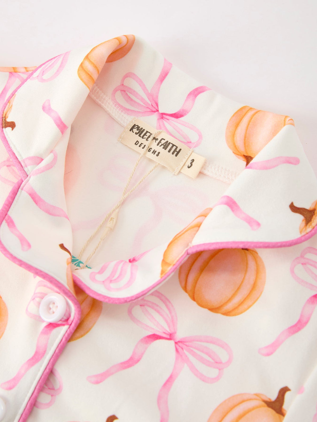 Girls Halloween Pumpkin Bow Pajama Set