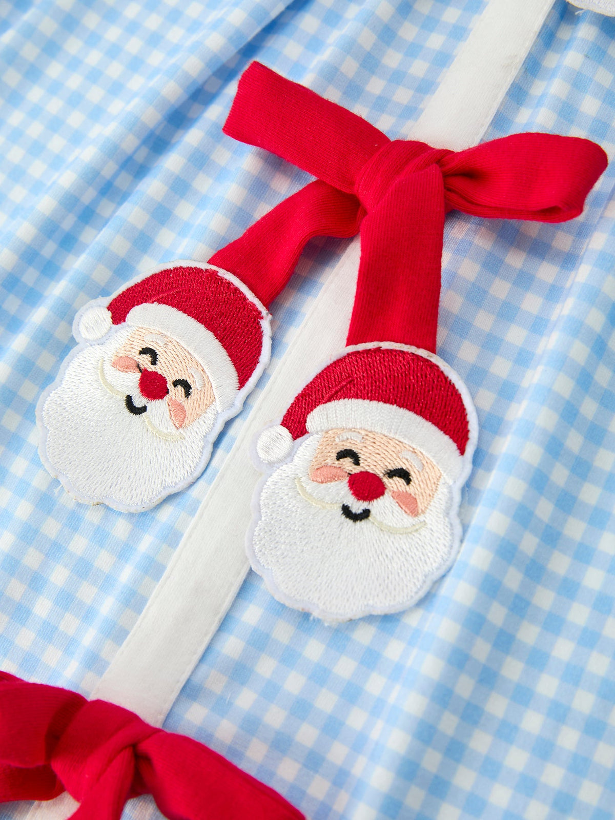 Girls Christmas Santa Bow Plaid Dress