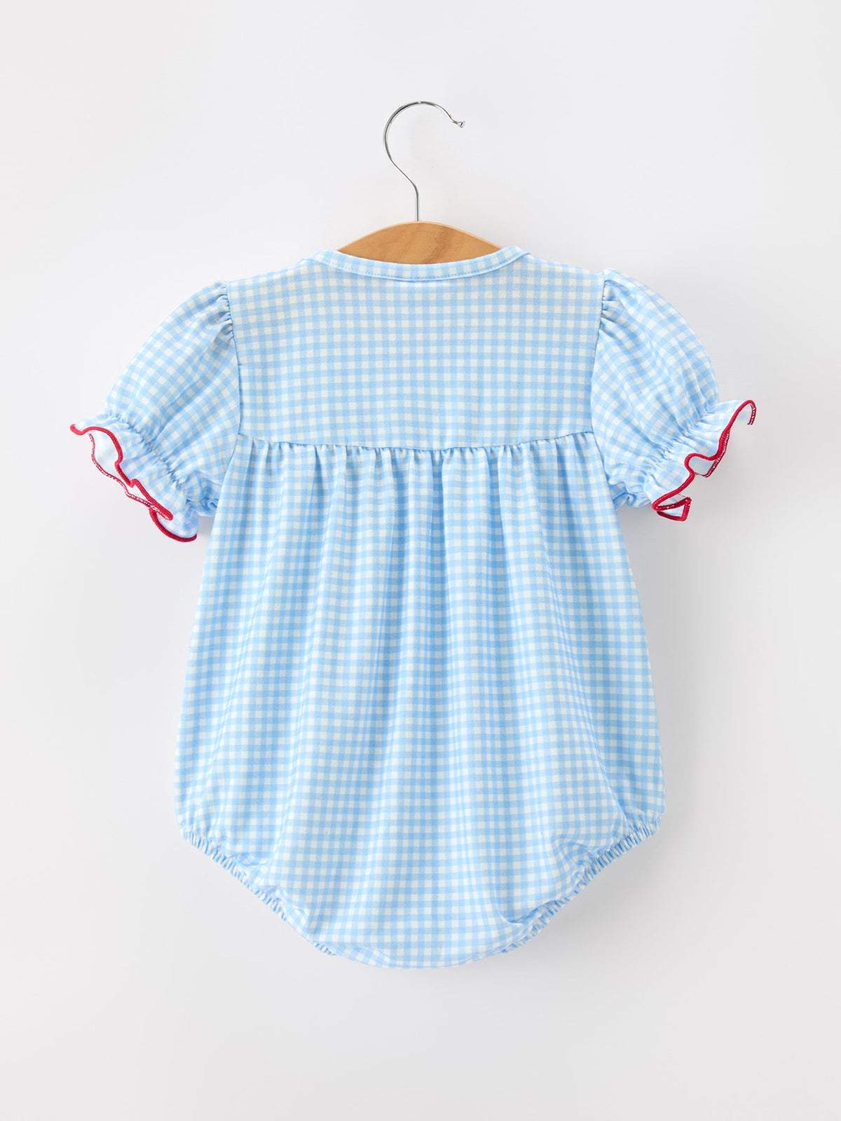 Girls Christmas Santa Bow Plaid Bubble Romper