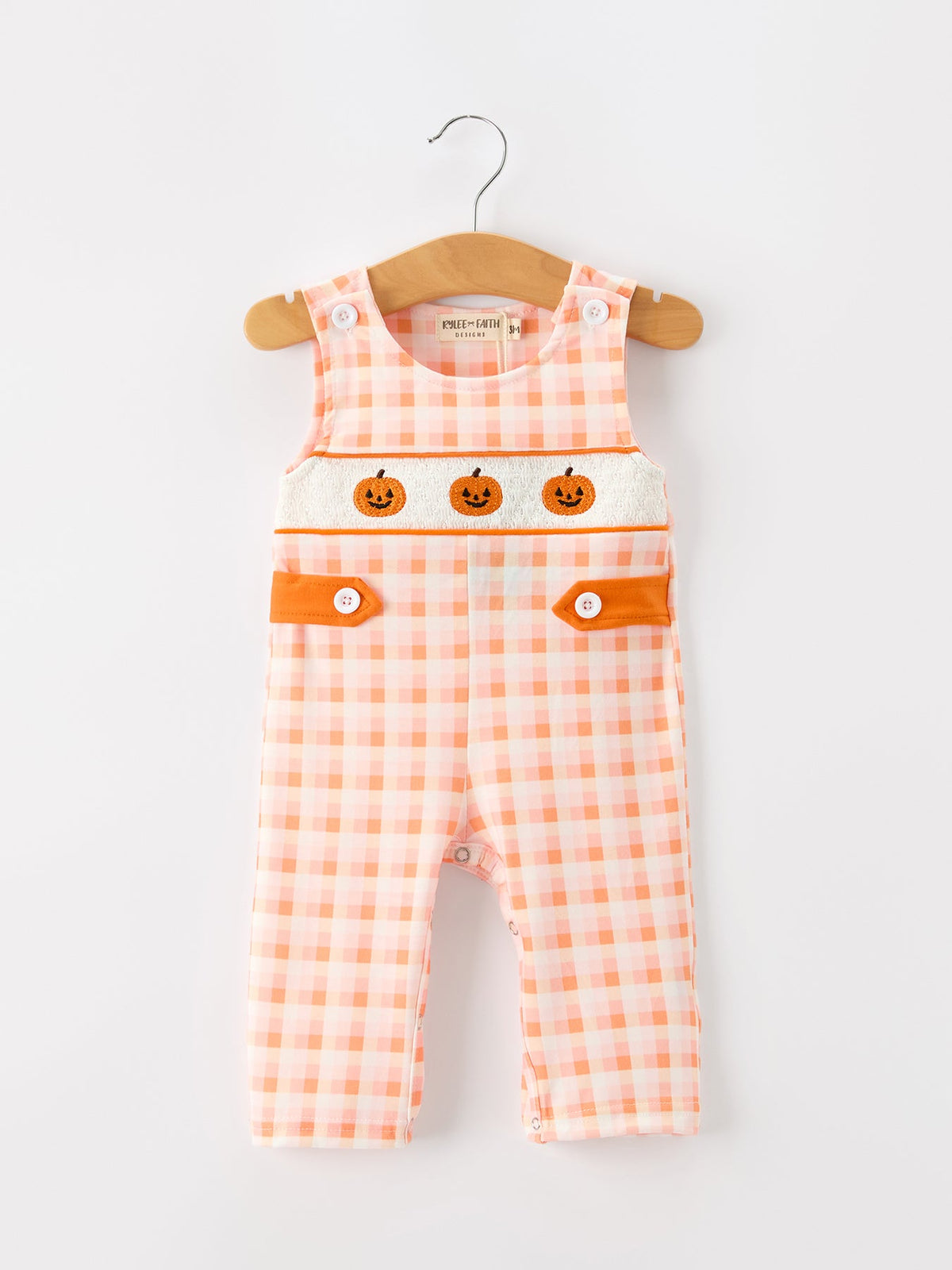 Baby Boys Halloween Pumpkin Plaid JonJon Romper