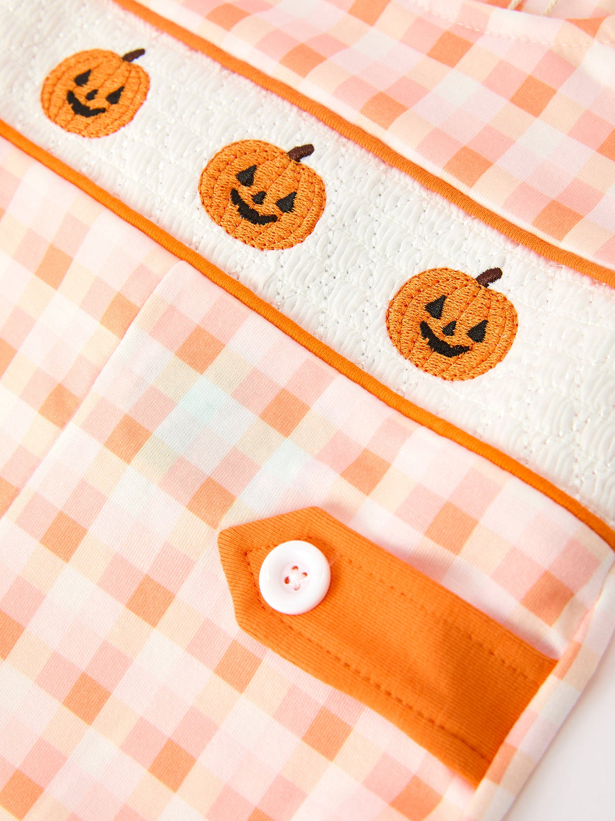 Baby Boys Halloween Pumpkin Plaid JonJon Romper