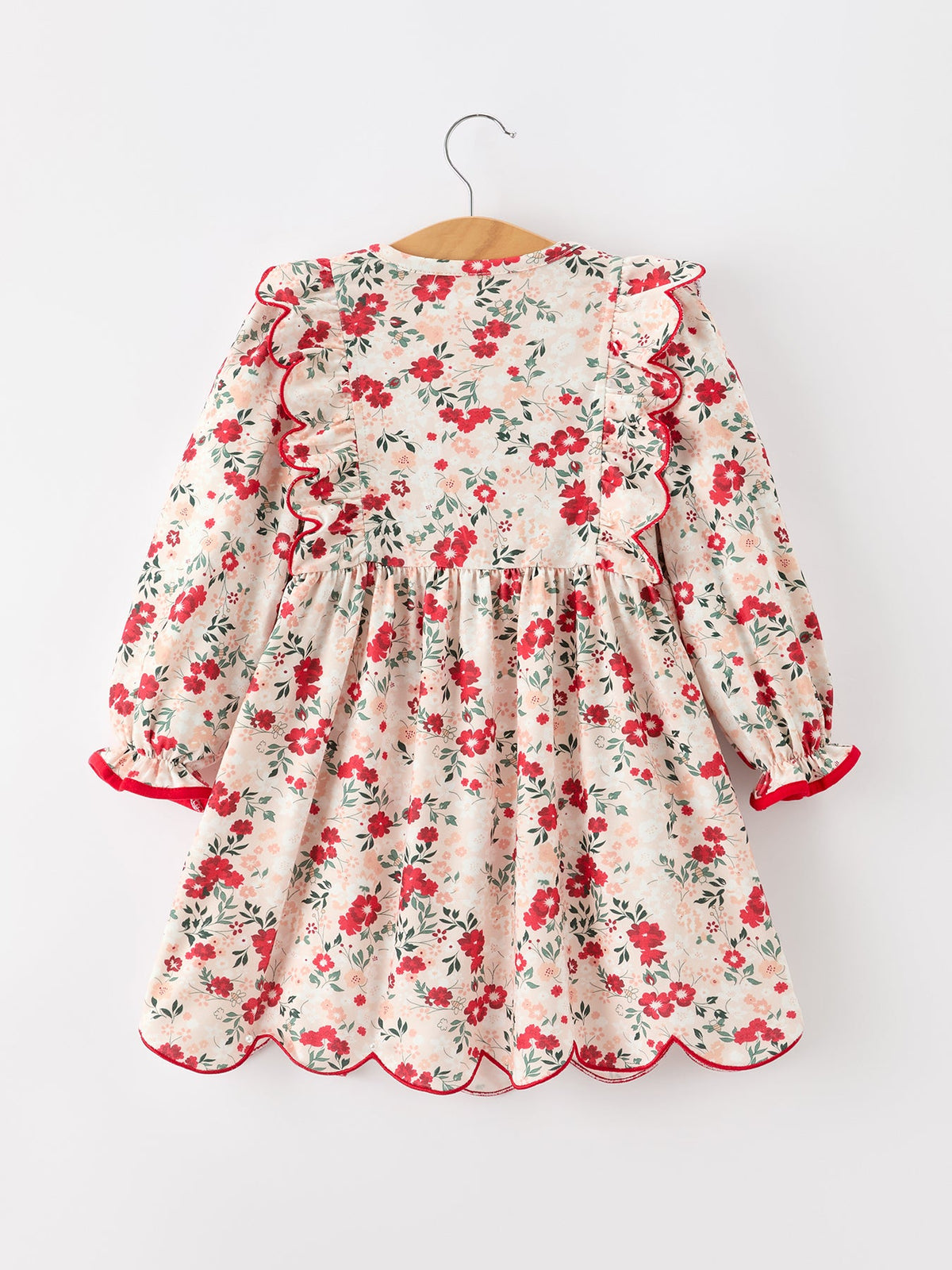 Girls Fall Floral Bow Twirl Dress