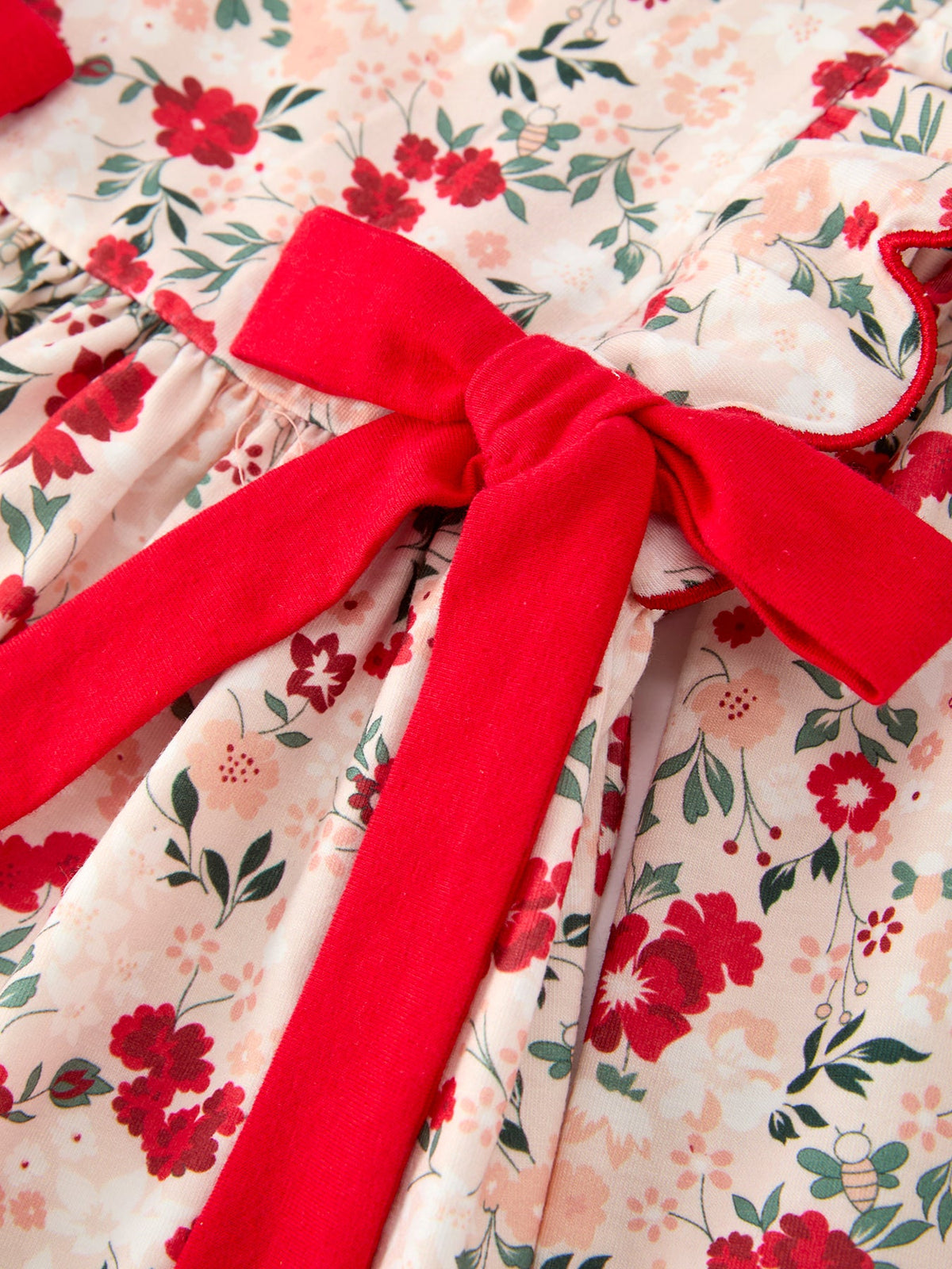Girls Fall Floral Bow Twirl Dress