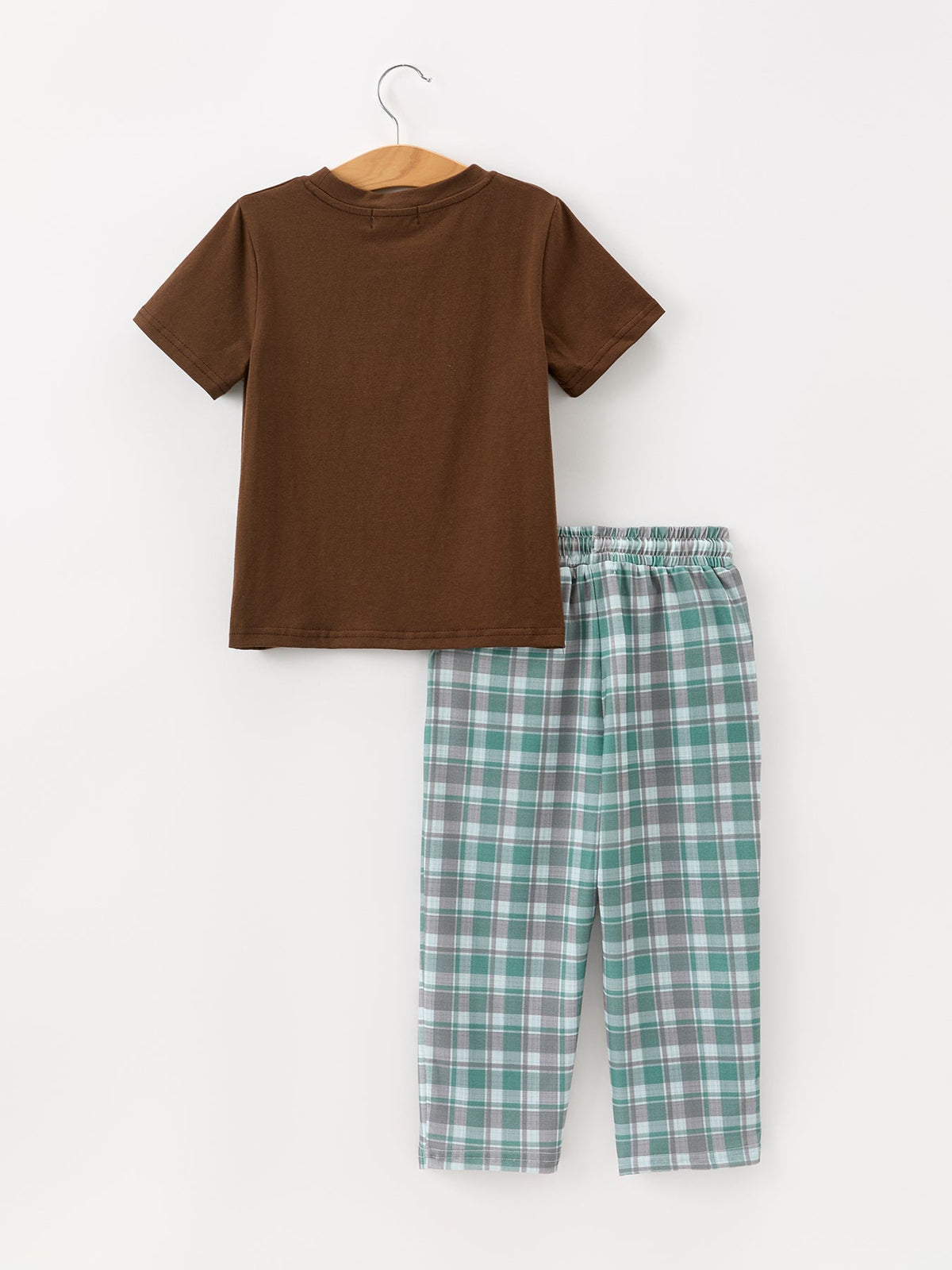 Boys Plaid Moose Smocked Top & Pants Set