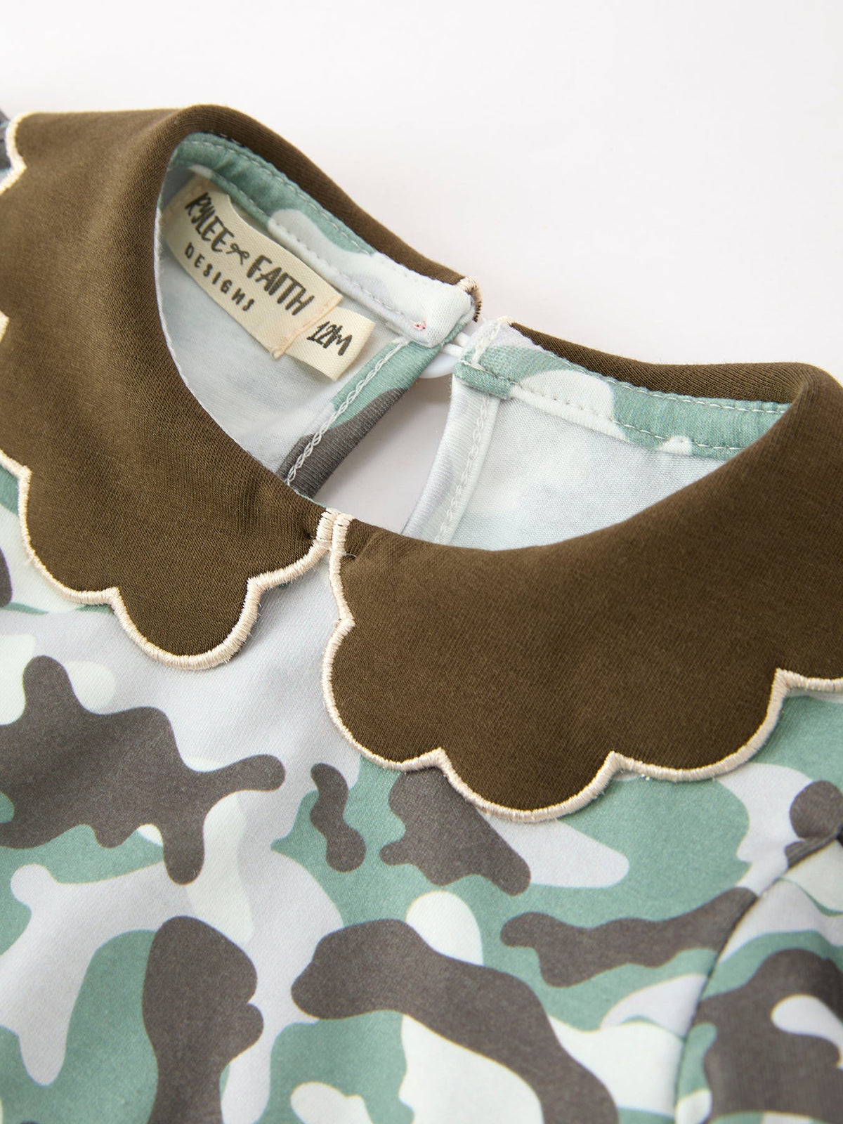 Girls Fall Camo Bow Ruffle Bubble Romper