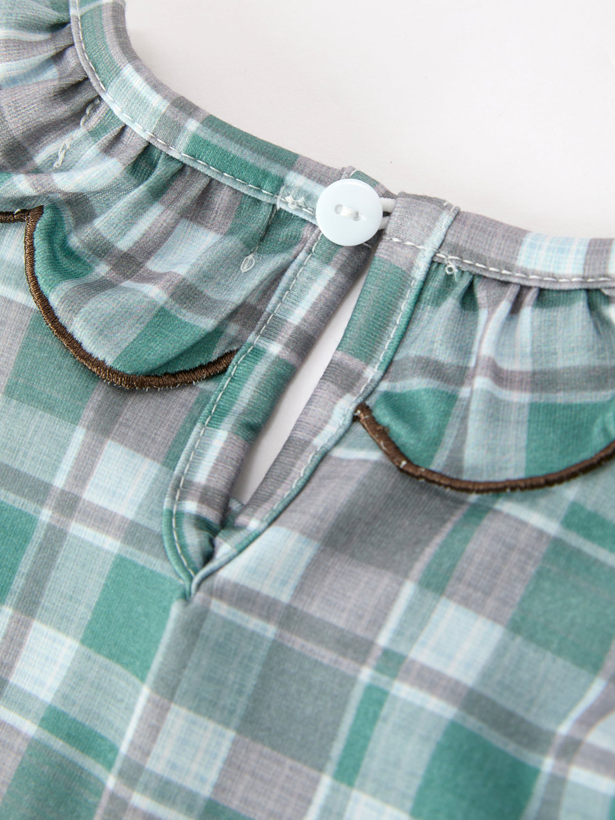 Girls Plaid Moose Smocked Puff Sleeve Dress