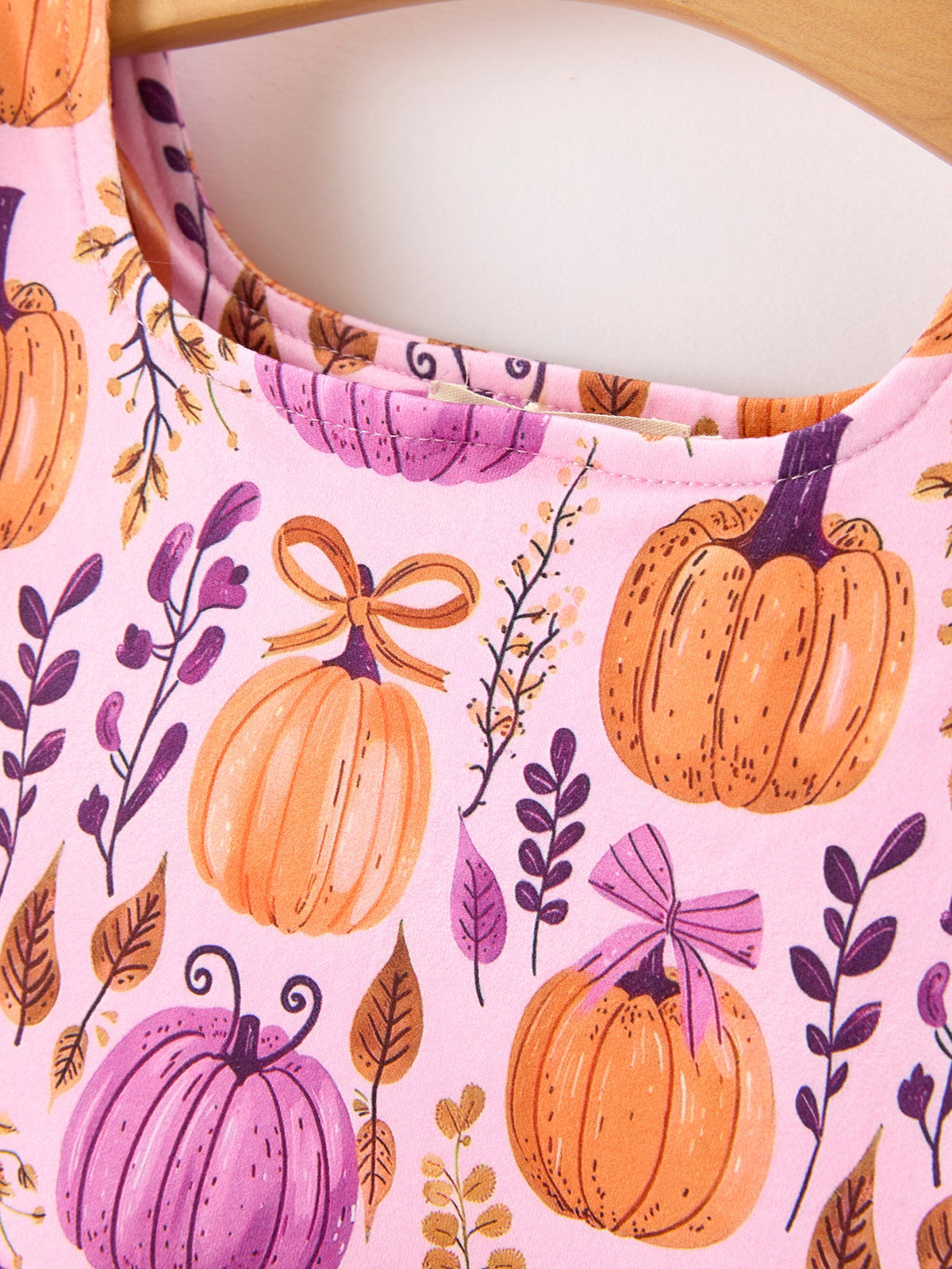 Girls Pumpkin Bow Ruffle Fall Dress