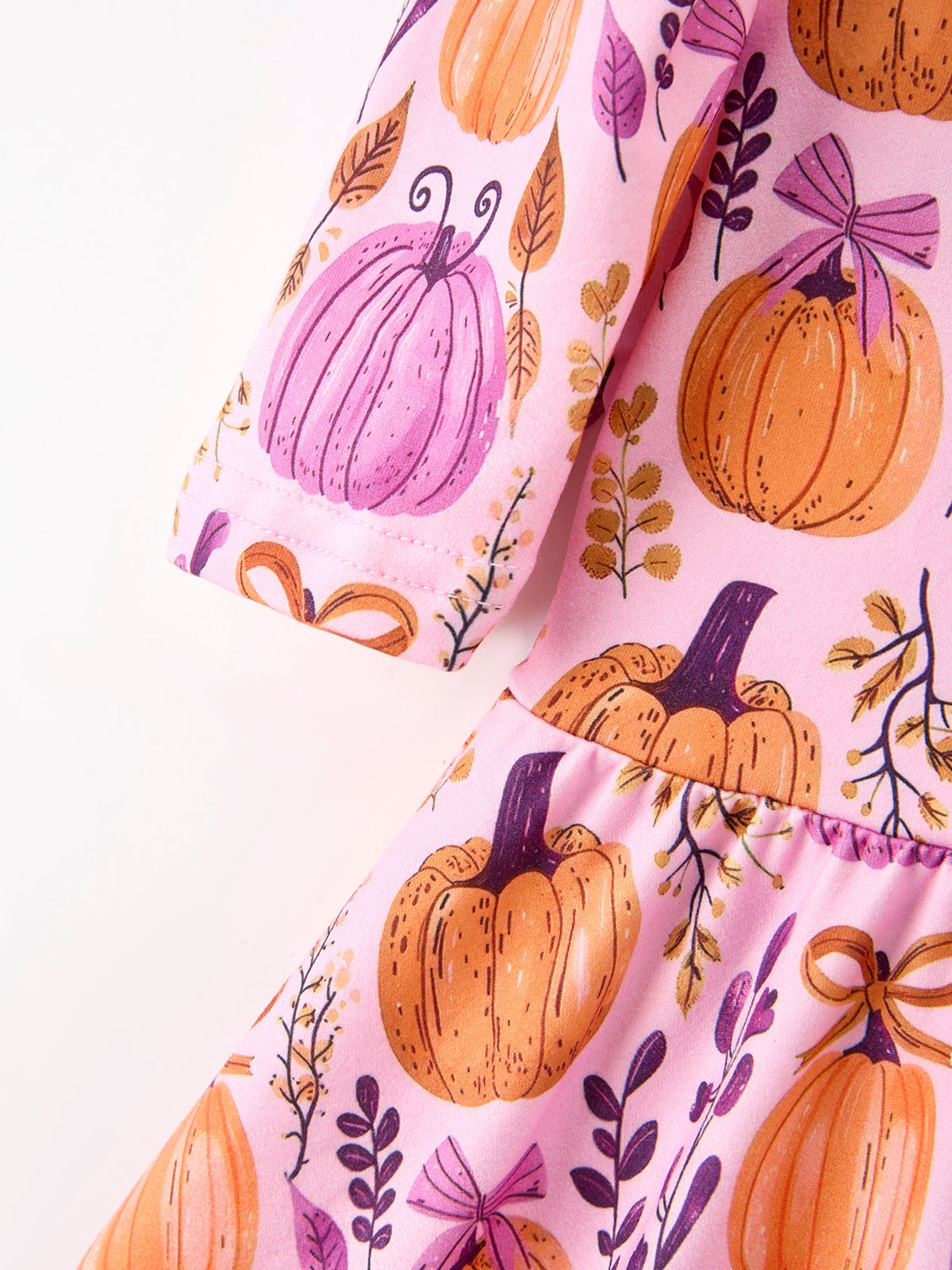 Girls Pumpkin Bow Ruffle Fall Dress