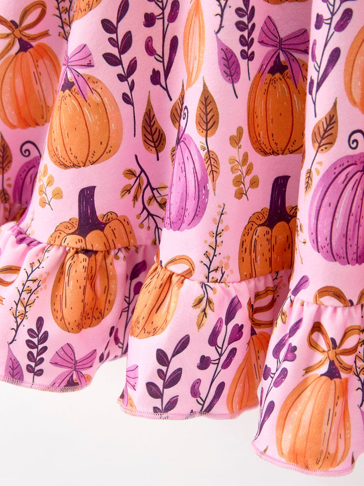 Girls Pumpkin Bow Ruffle Fall Dress