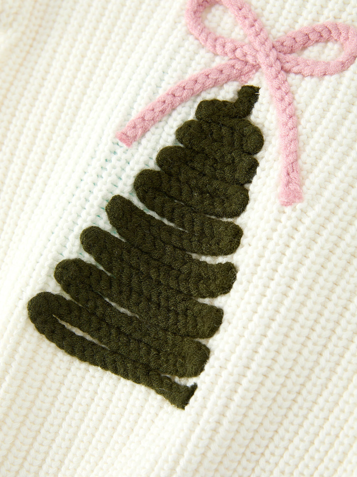 Baby Girls Christmas Tree Bow Knit Romper