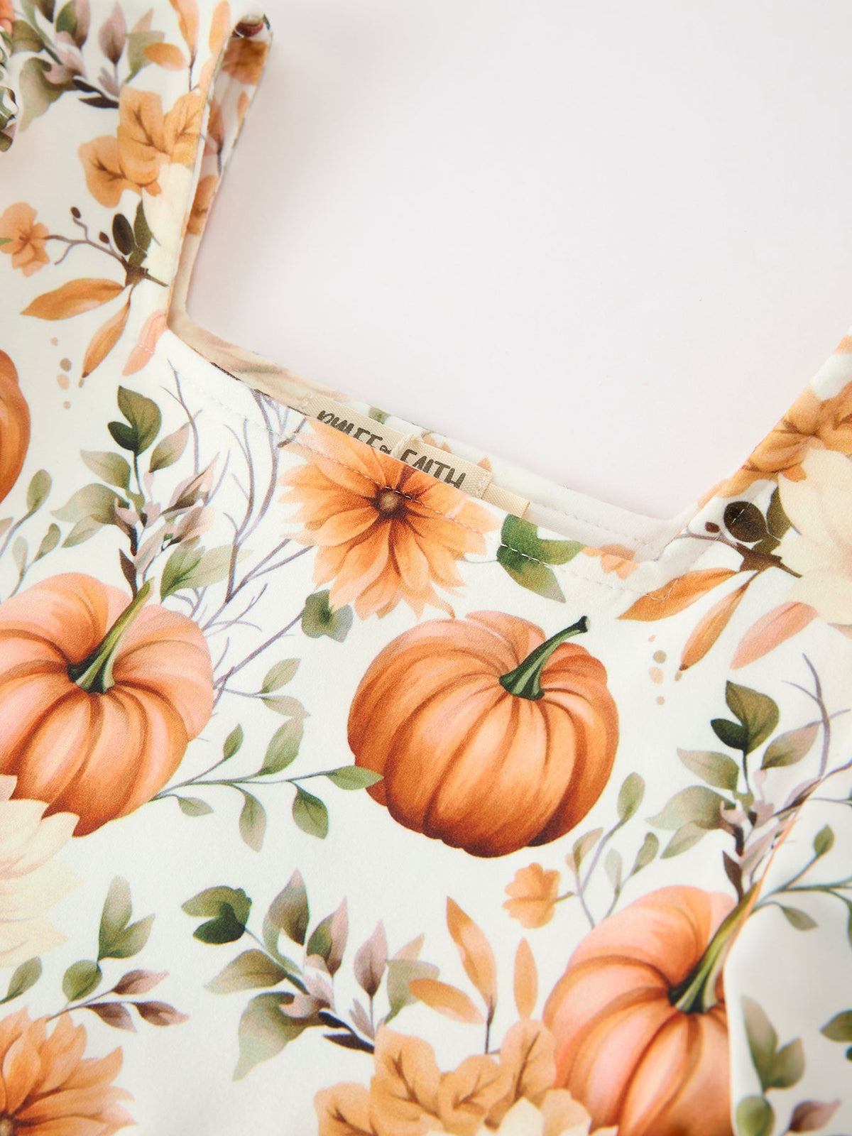 Pumpkin Floral Girls Ruffle Dress