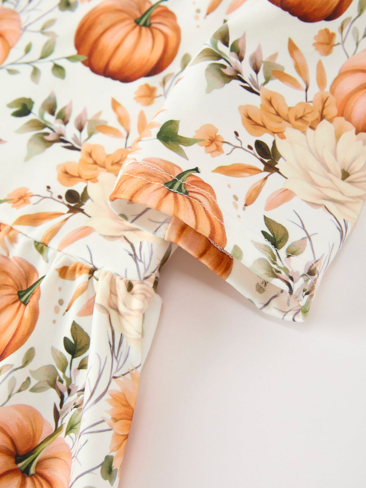 Pumpkin Floral Girls Ruffle Dress