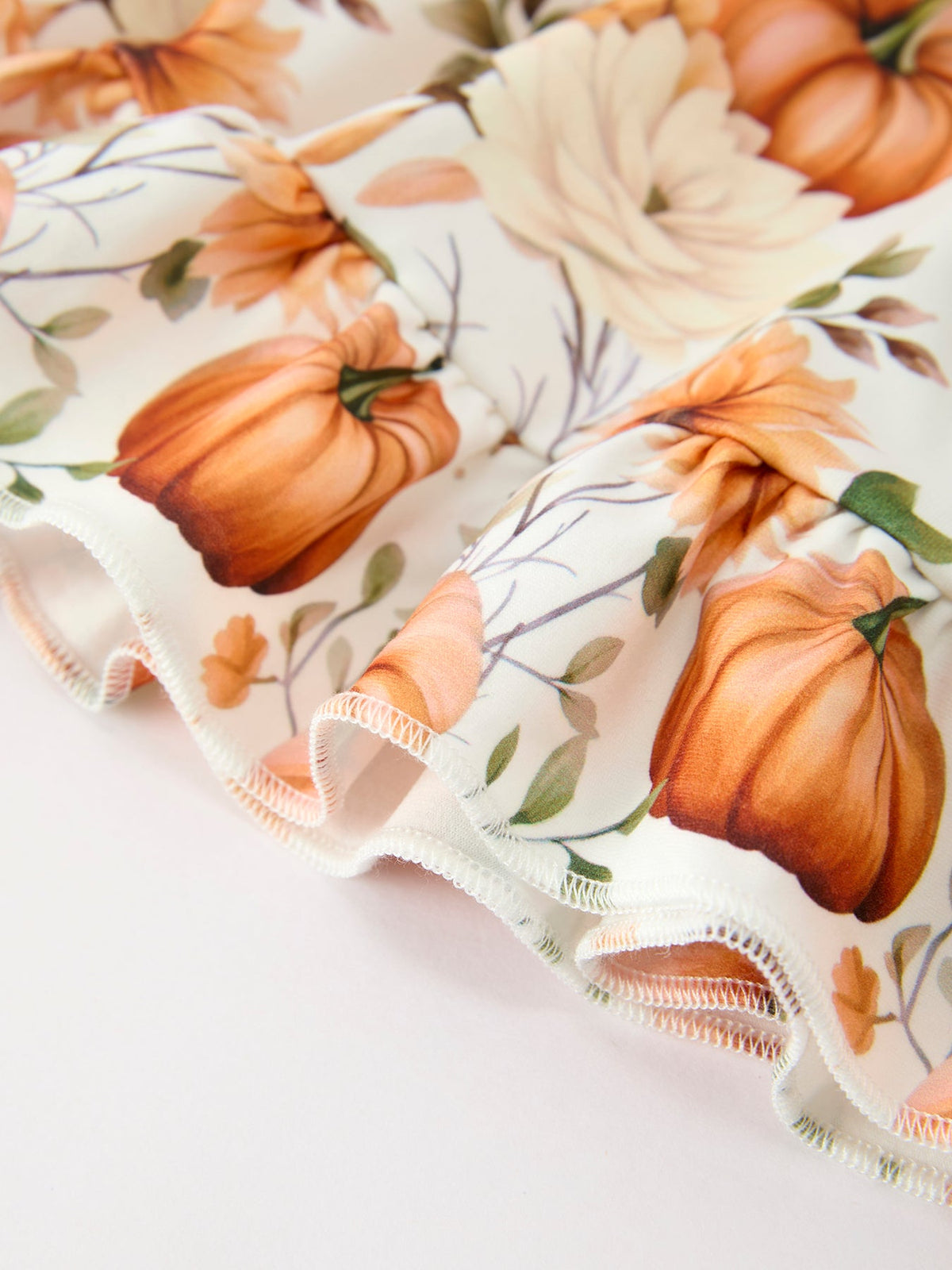 Pumpkin Floral Girls Ruffle Dress