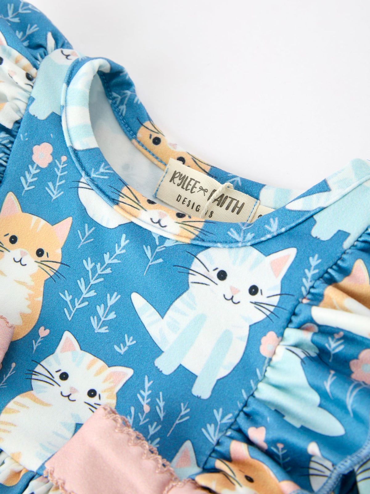 Fall Cat Print Baby Romper