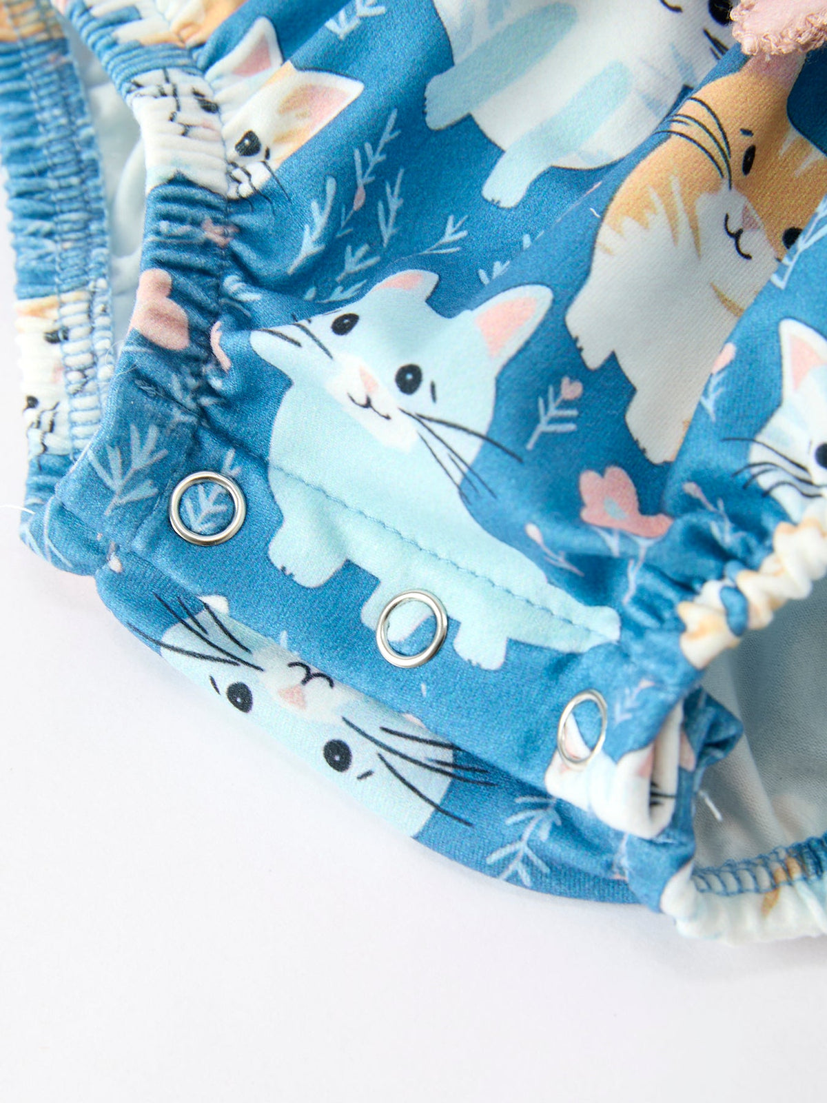 Fall Cat Print Baby Romper