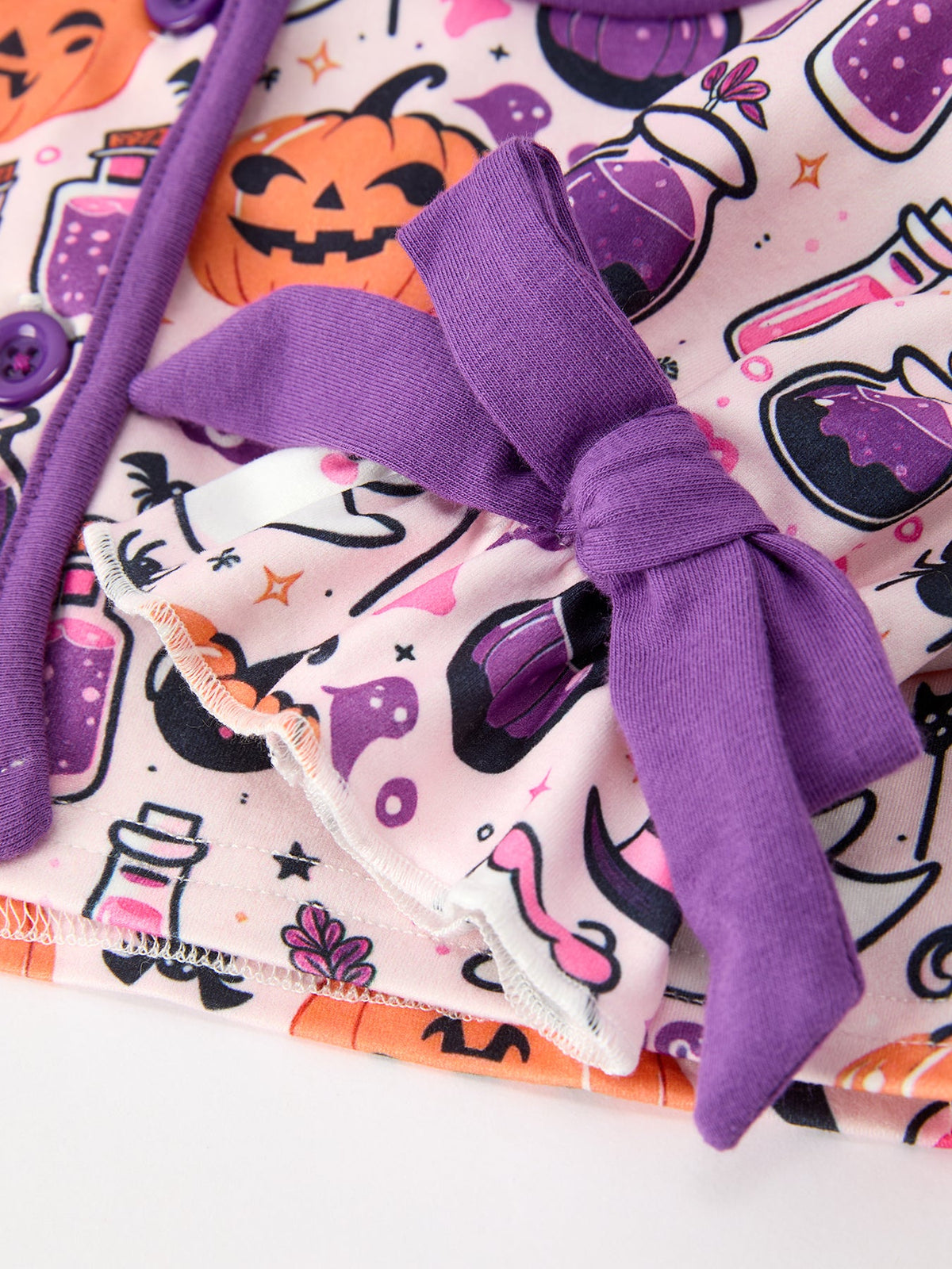 Girls Halloween Pumpkin & Ghost Print Pajama Set