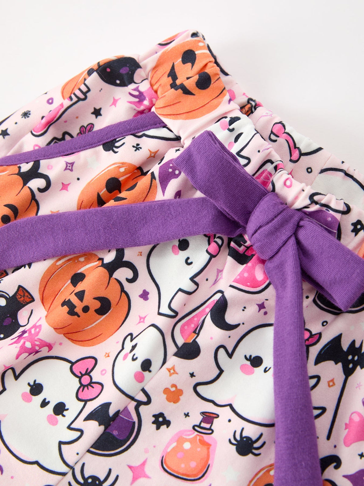 Girls Halloween Pumpkin & Ghost Print Pajama Set