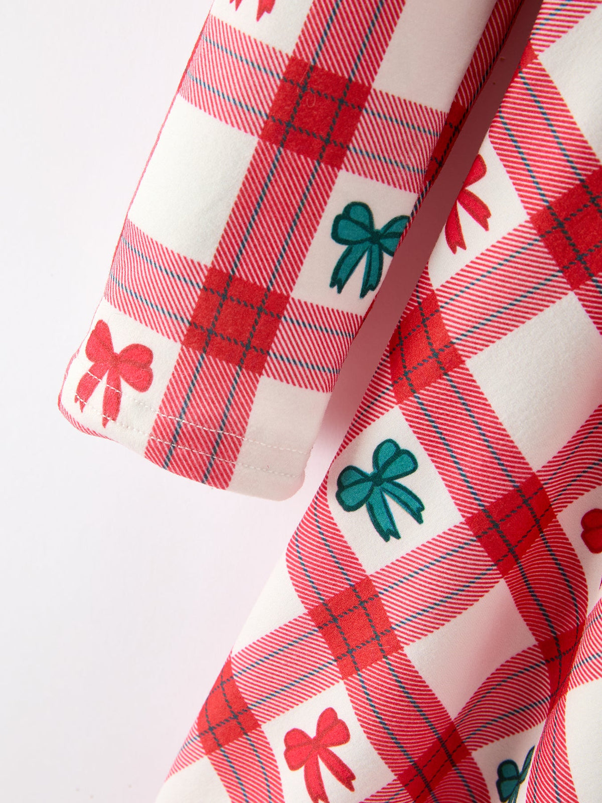 Girls Christmas Candy Cane & Bow Plaid Twirl Dress