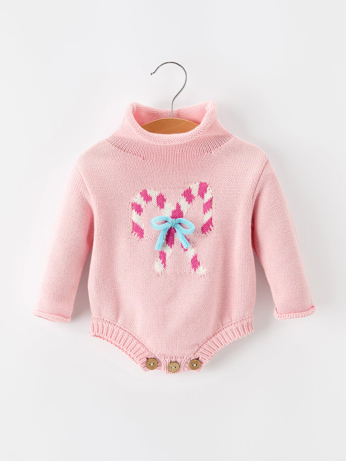 Baby Girls Christmas Candy Cane Knit Romper