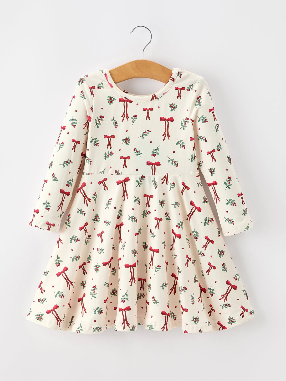 Girls Christmas Bow & Berry Twirl Dress