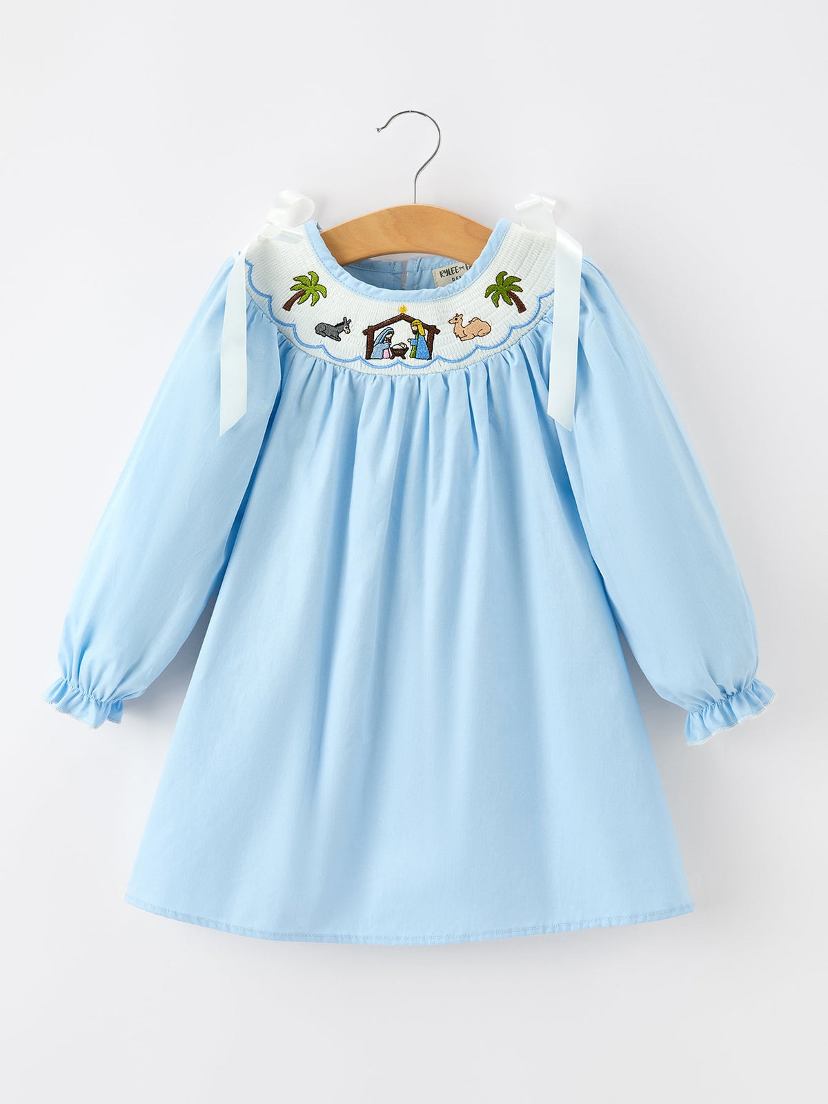 Girls Christmas Nativity Smocked Dress