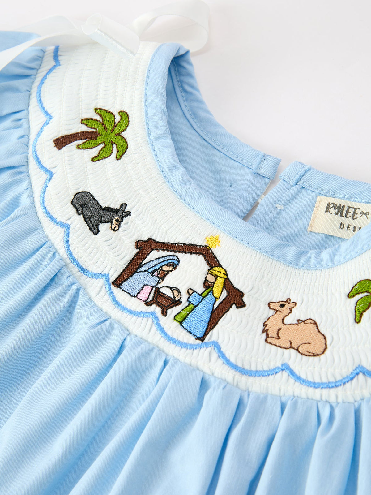 Girls Christmas Nativity Smocked Dress