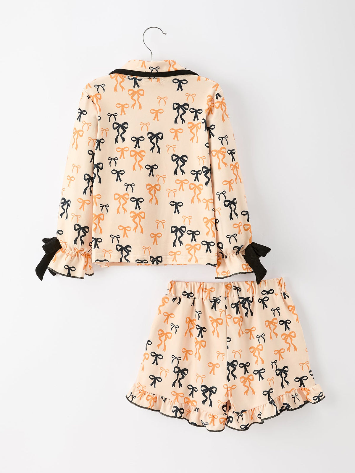 Halloween Bow Print Girls Pajama Set