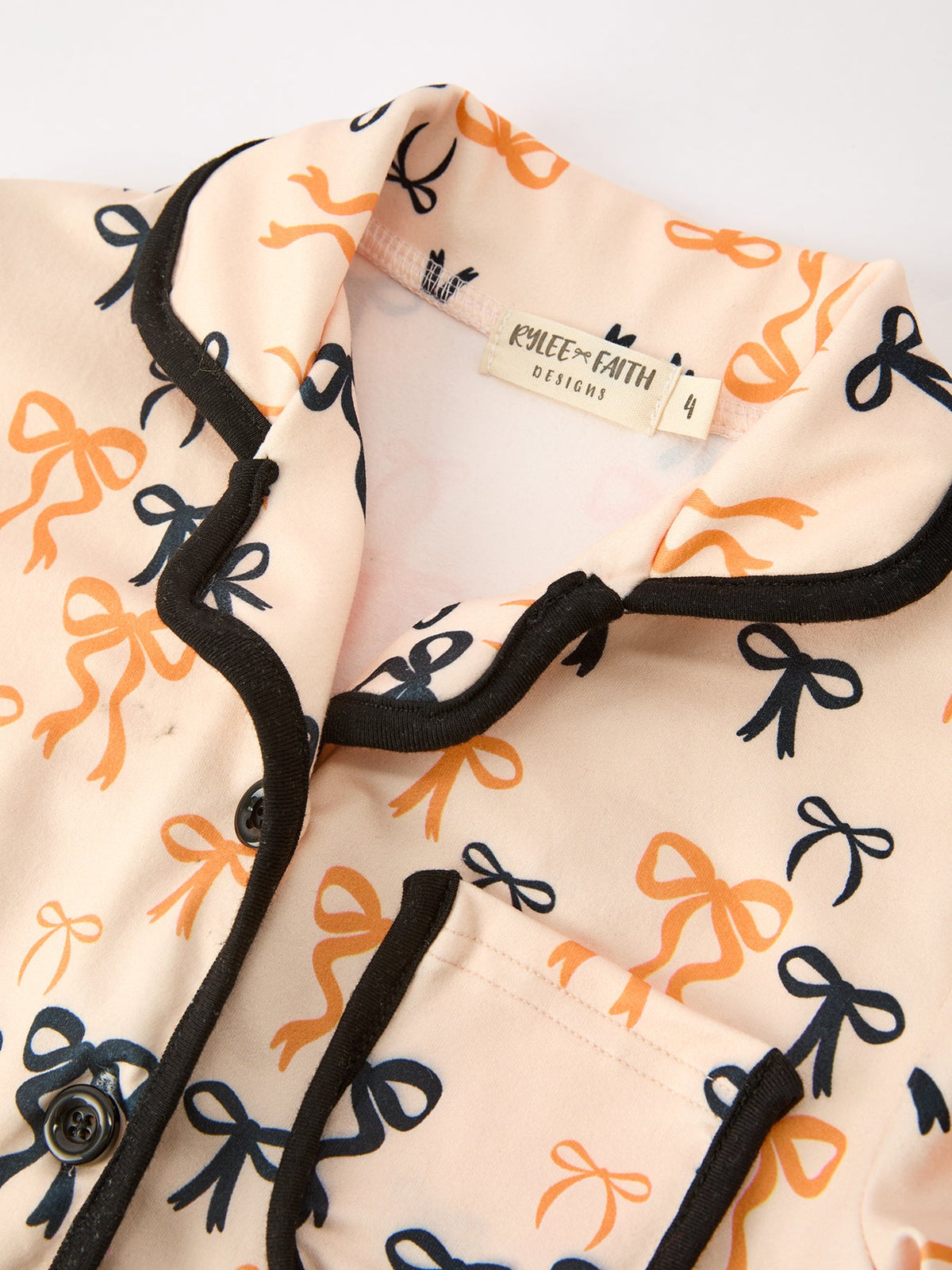 Halloween Bow Print Girls Pajama Set