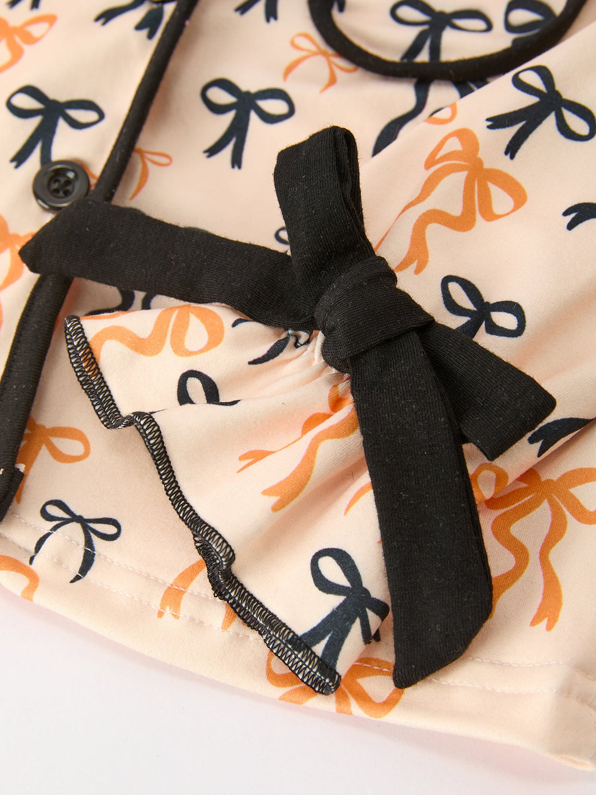 Halloween Bow Print Girls Pajama Set
