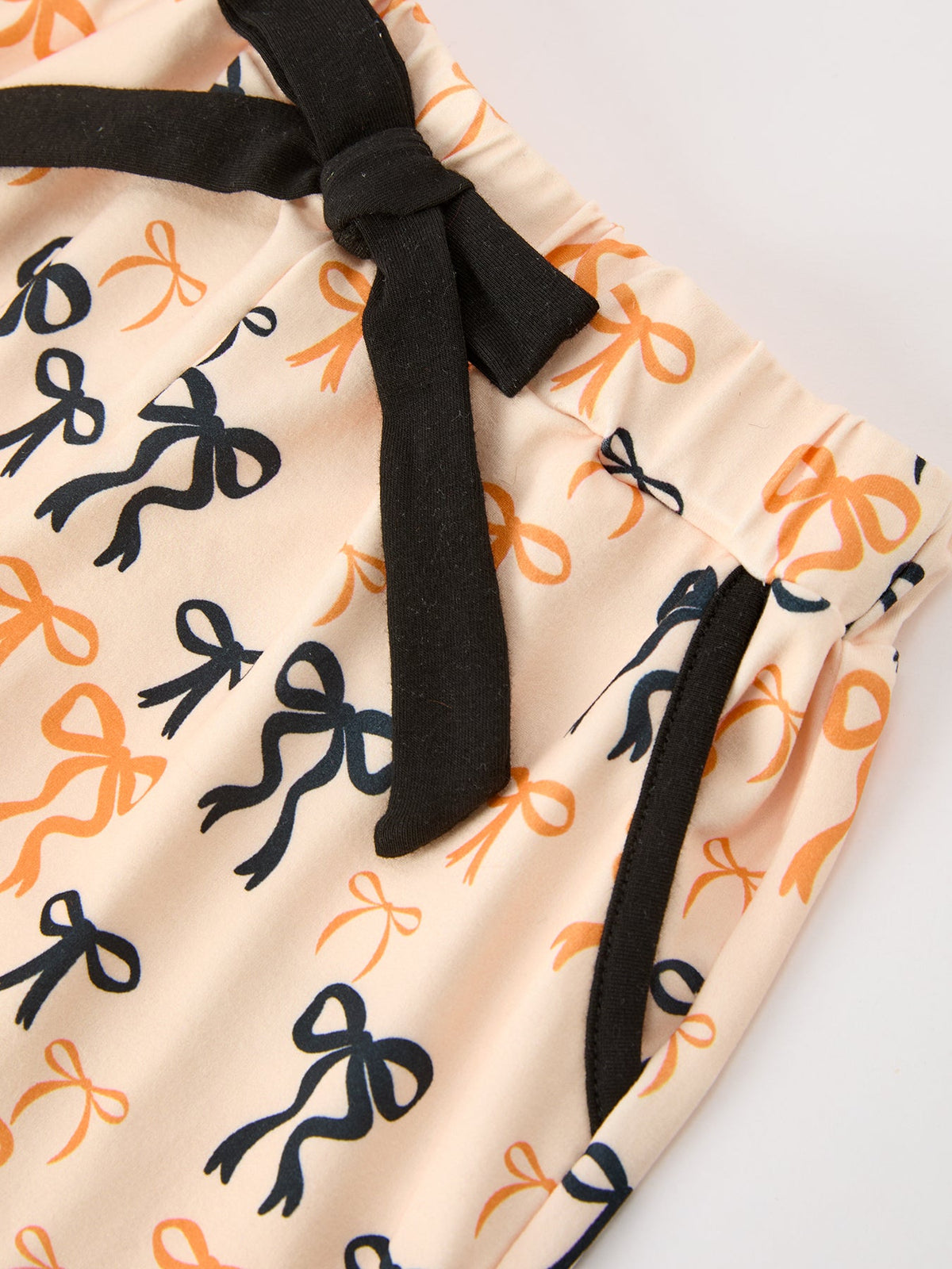 Halloween Bow Print Girls Pajama Set