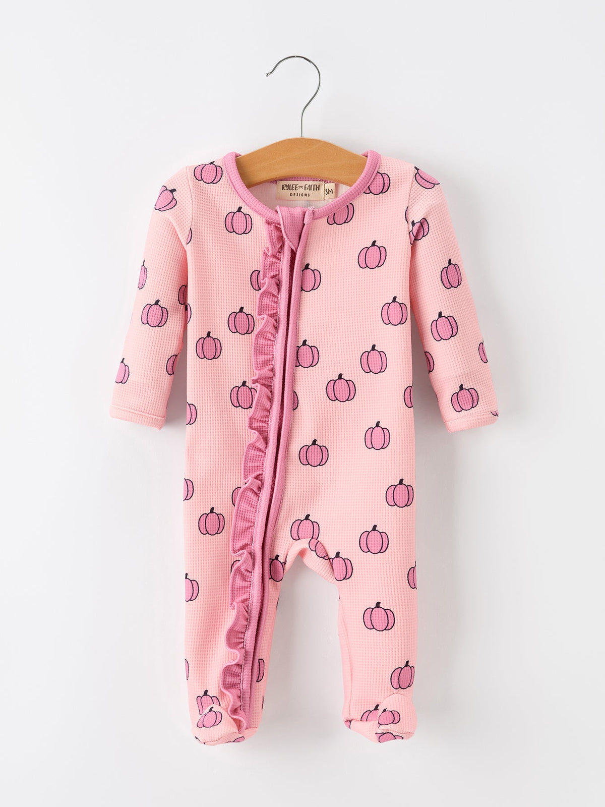 Pink Pumpkin Ruffle Zippy Romper