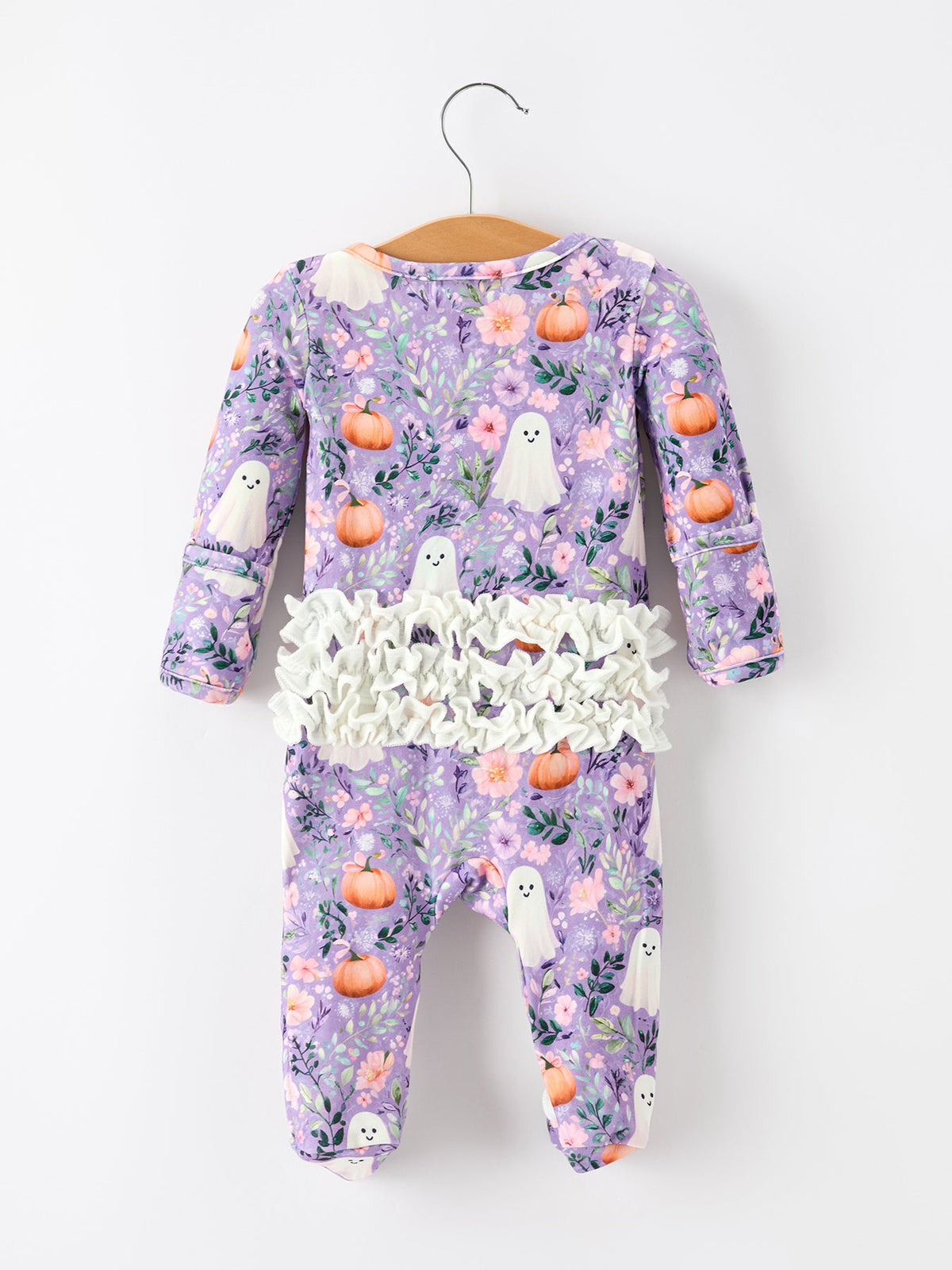 Halloween Ghost & Pumpkin Ruffle Zippy Romper