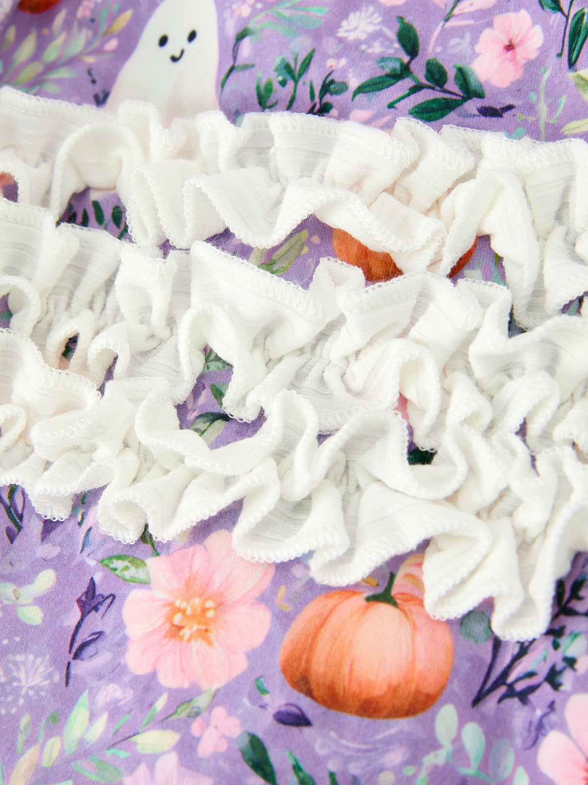 Halloween Ghost & Pumpkin Ruffle Zippy Romper