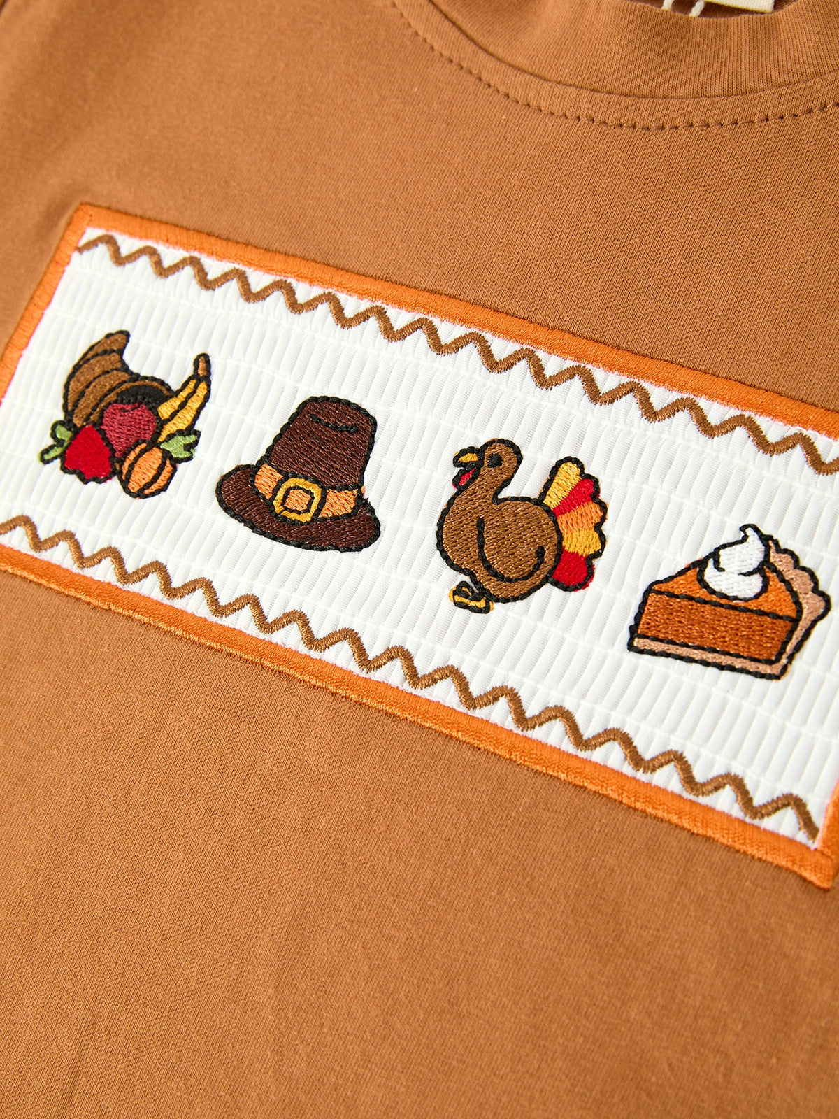Thanksgiving Boys Embroidered Shirt & Gingham Pants Set