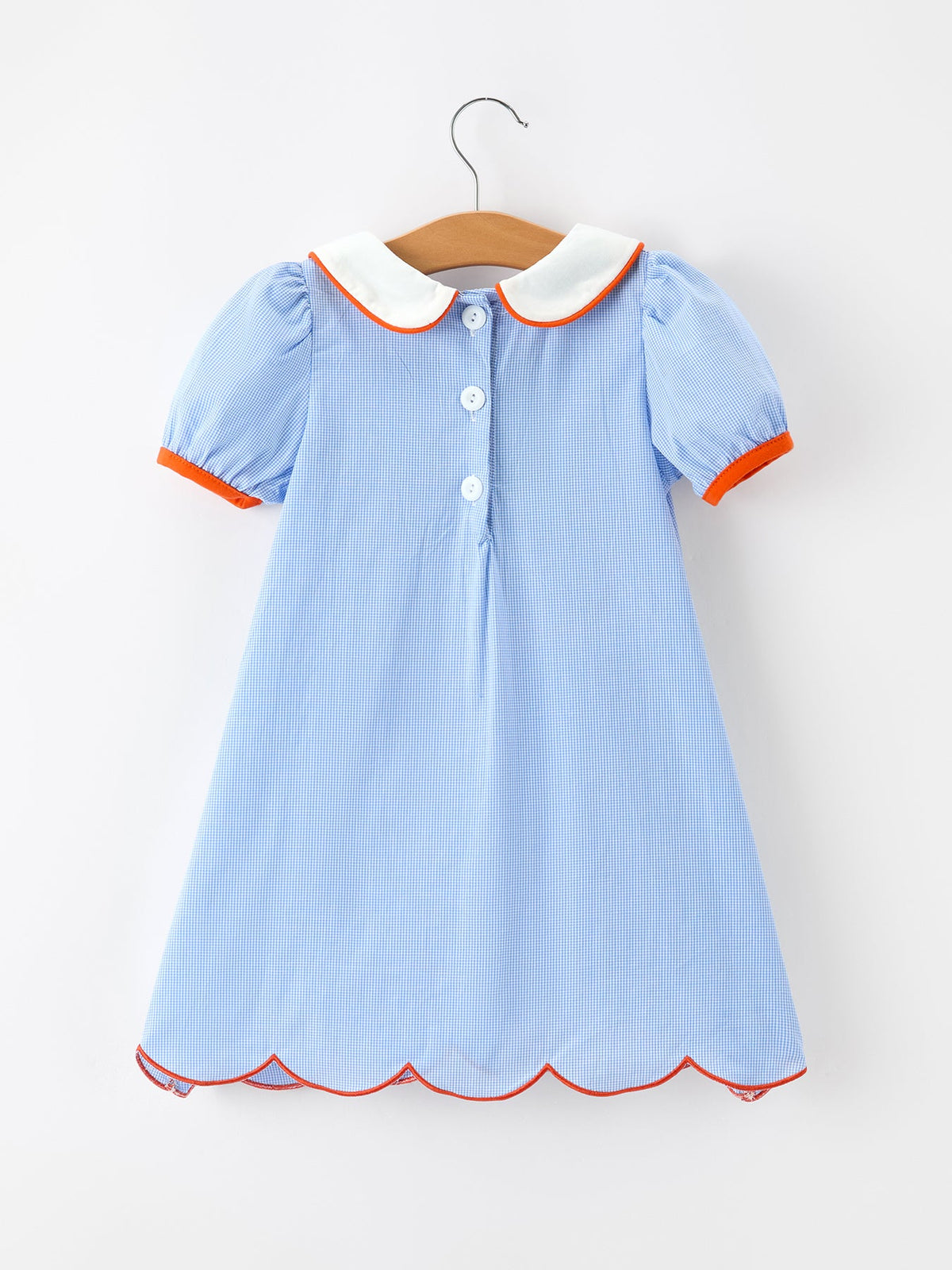 Girls Pumpkin Plaid Peter Pan Collar Dress