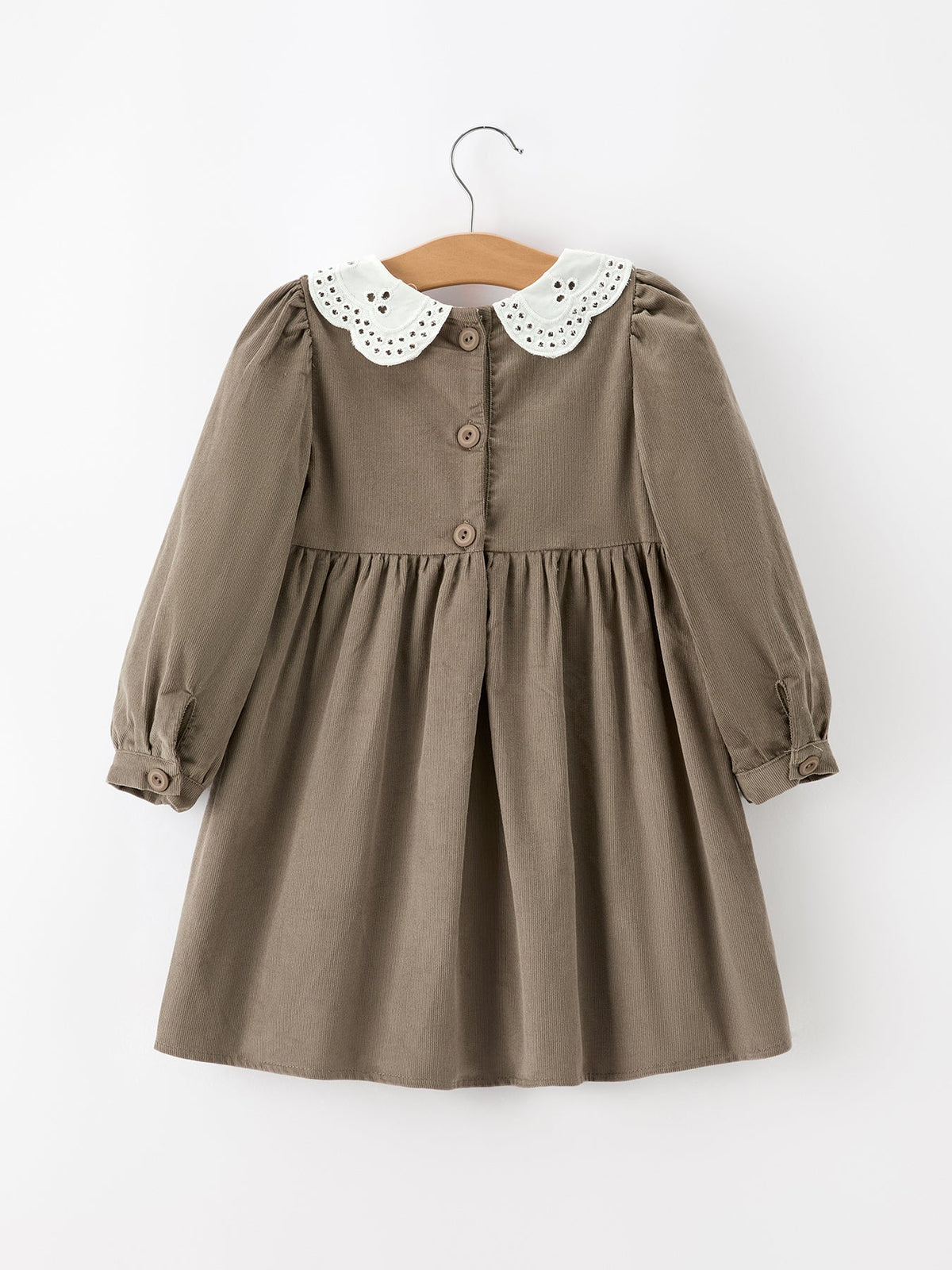 Pumpkin Smocked Eyelet Collar Fall Dress