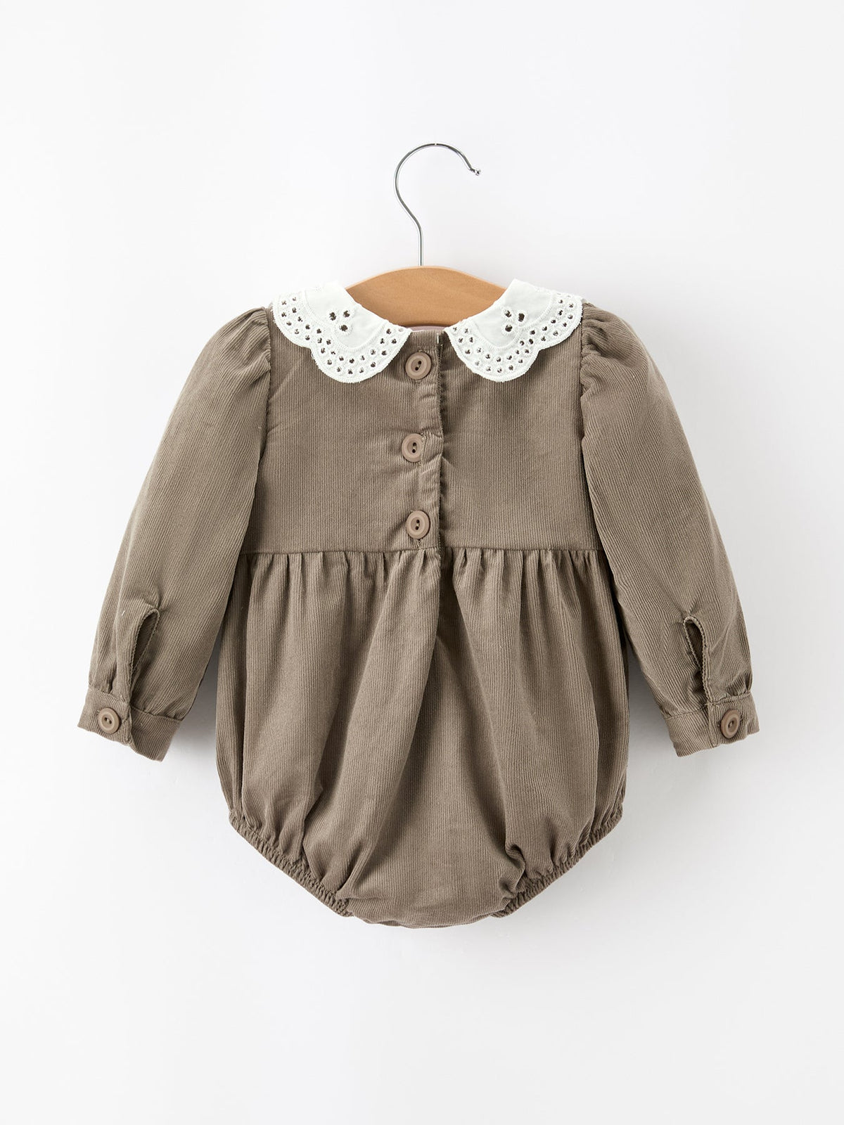 Pumpkin Smocked Eyelet Collar Romper