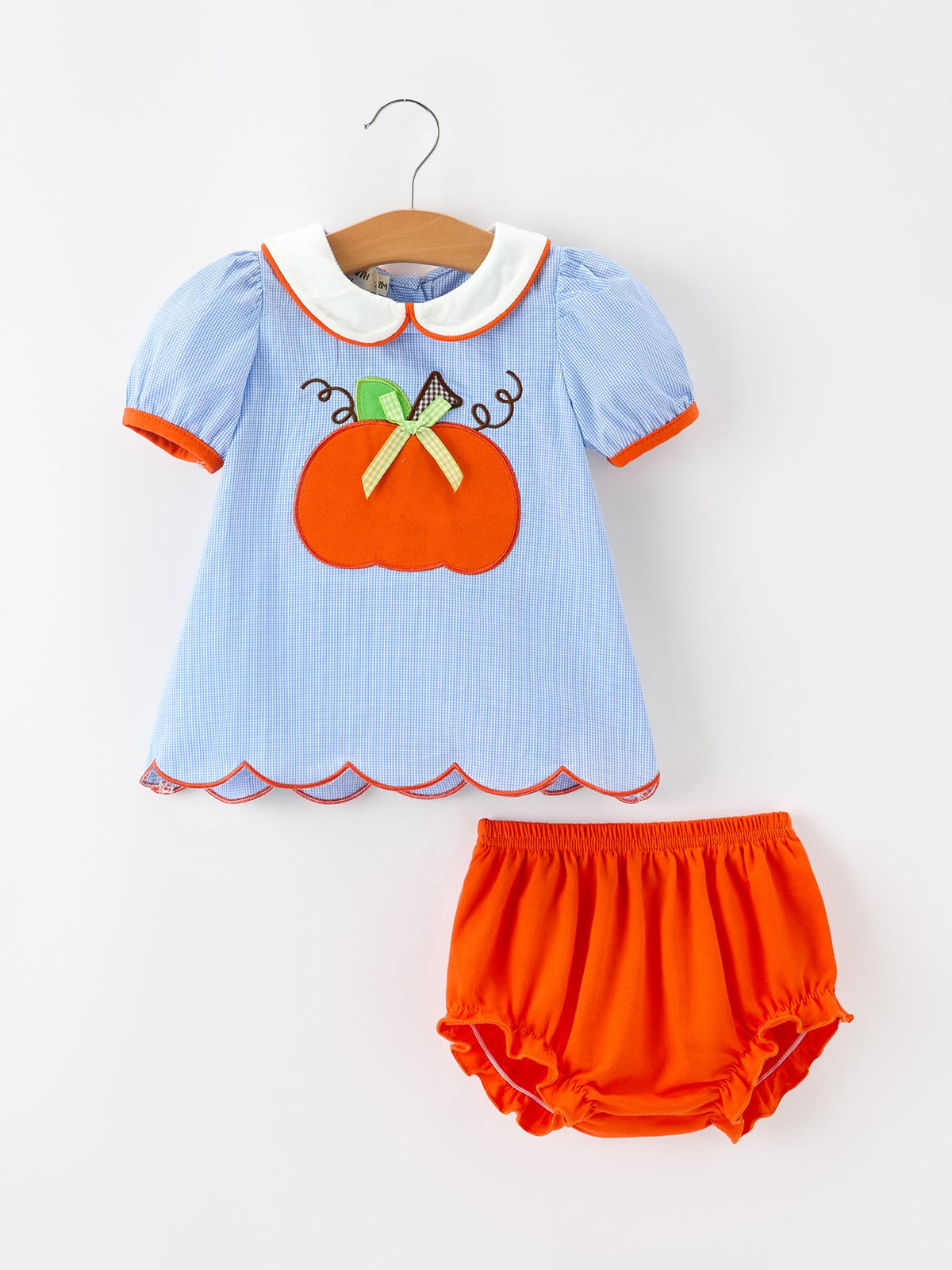 Girls Pumpkin Appliqué Fall Bloomer Set