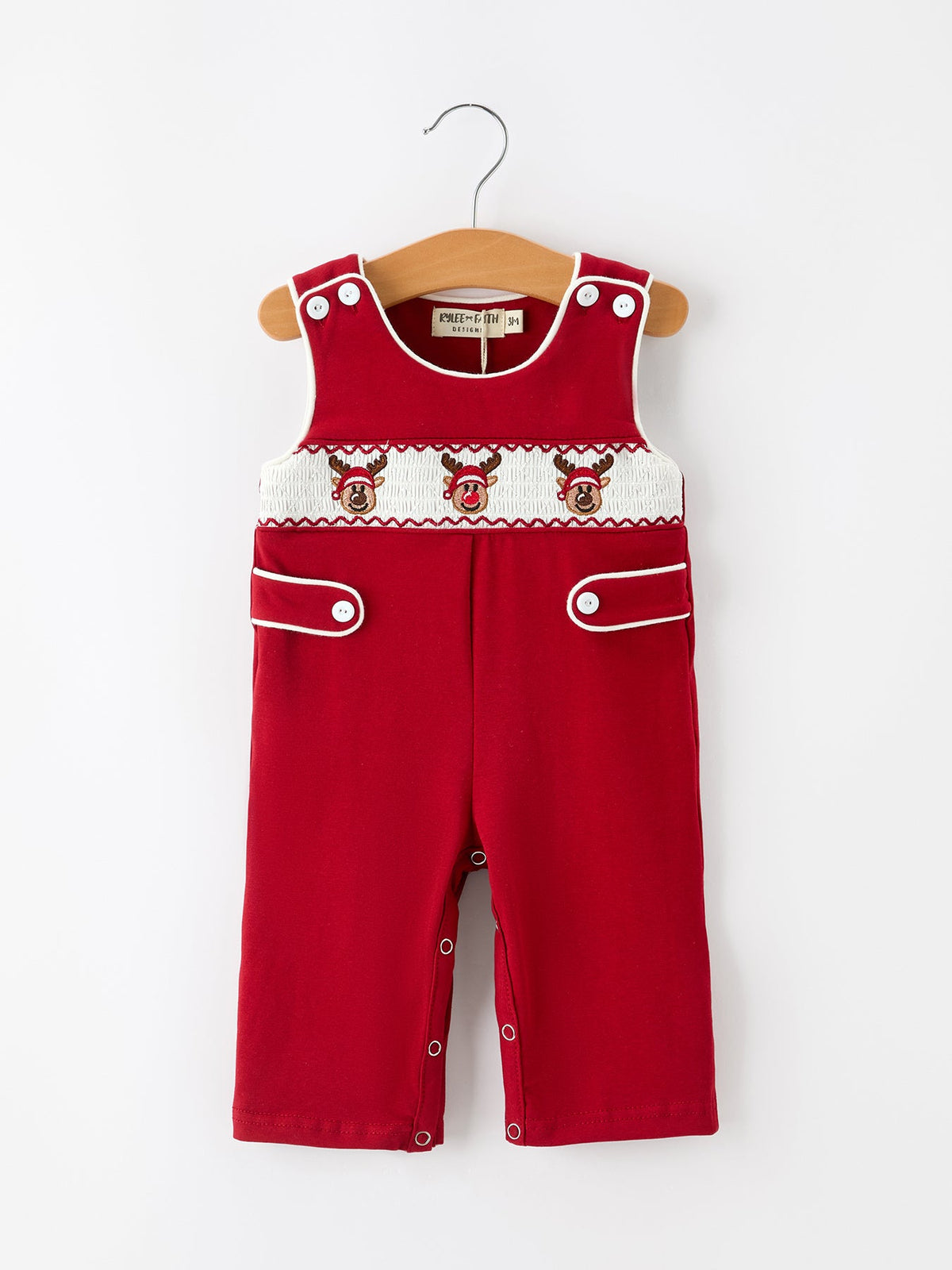Baby Boys Christmas Reindeer Smocked Romper