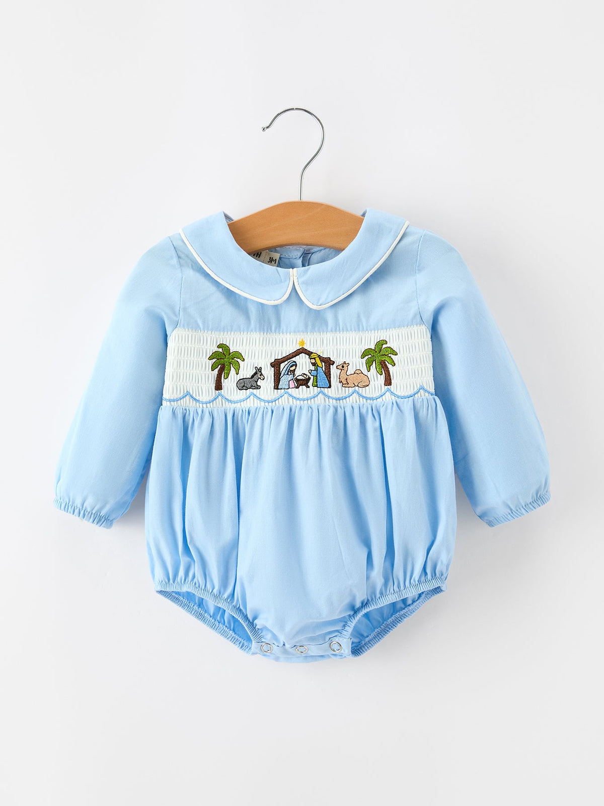 Baby Boy Christmas Nativity Smocked Romper