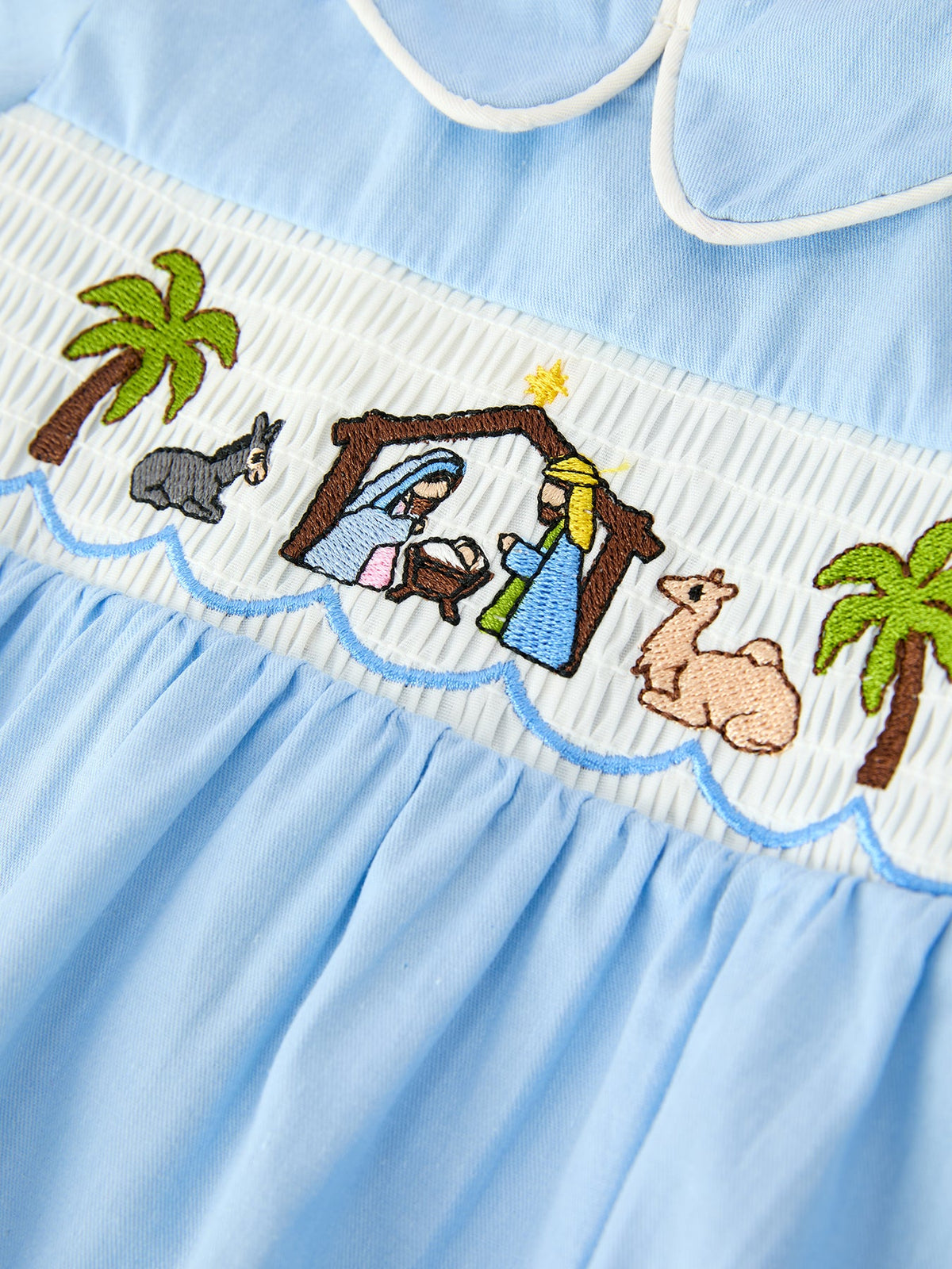 Baby Boy Christmas Nativity Smocked Romper