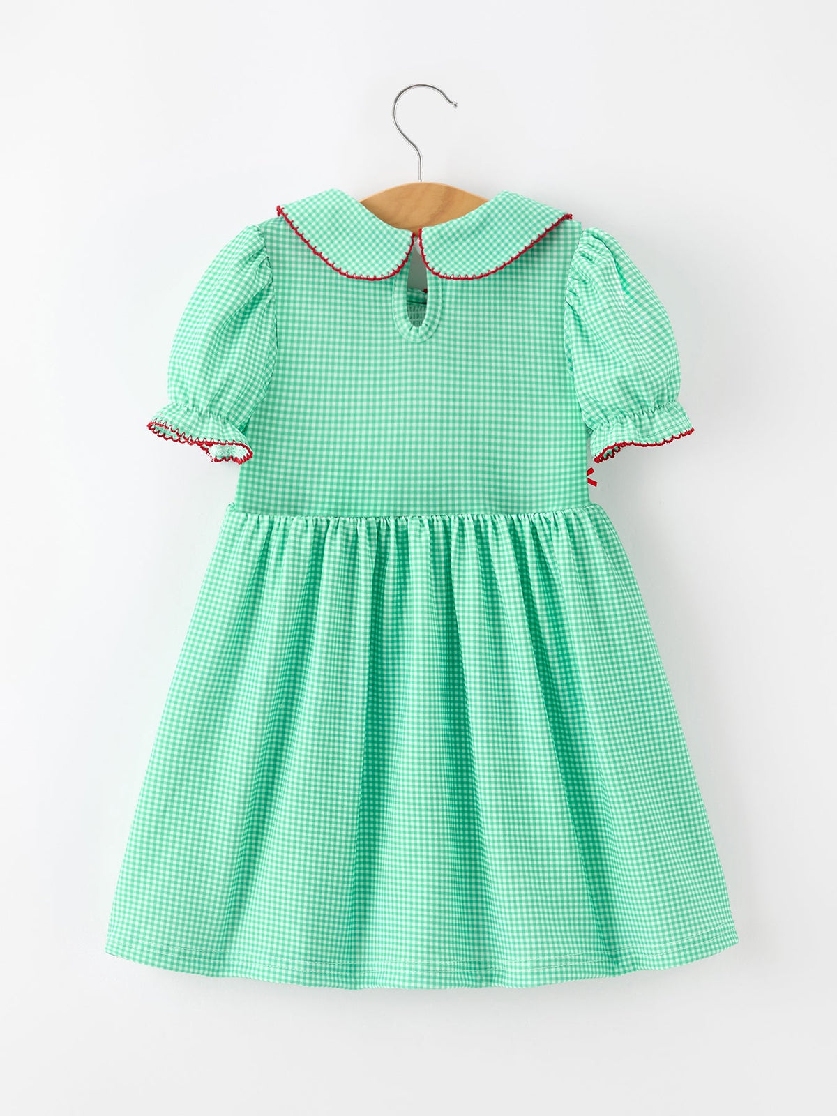 Girls Green Plaid Christmas Smocked Dress