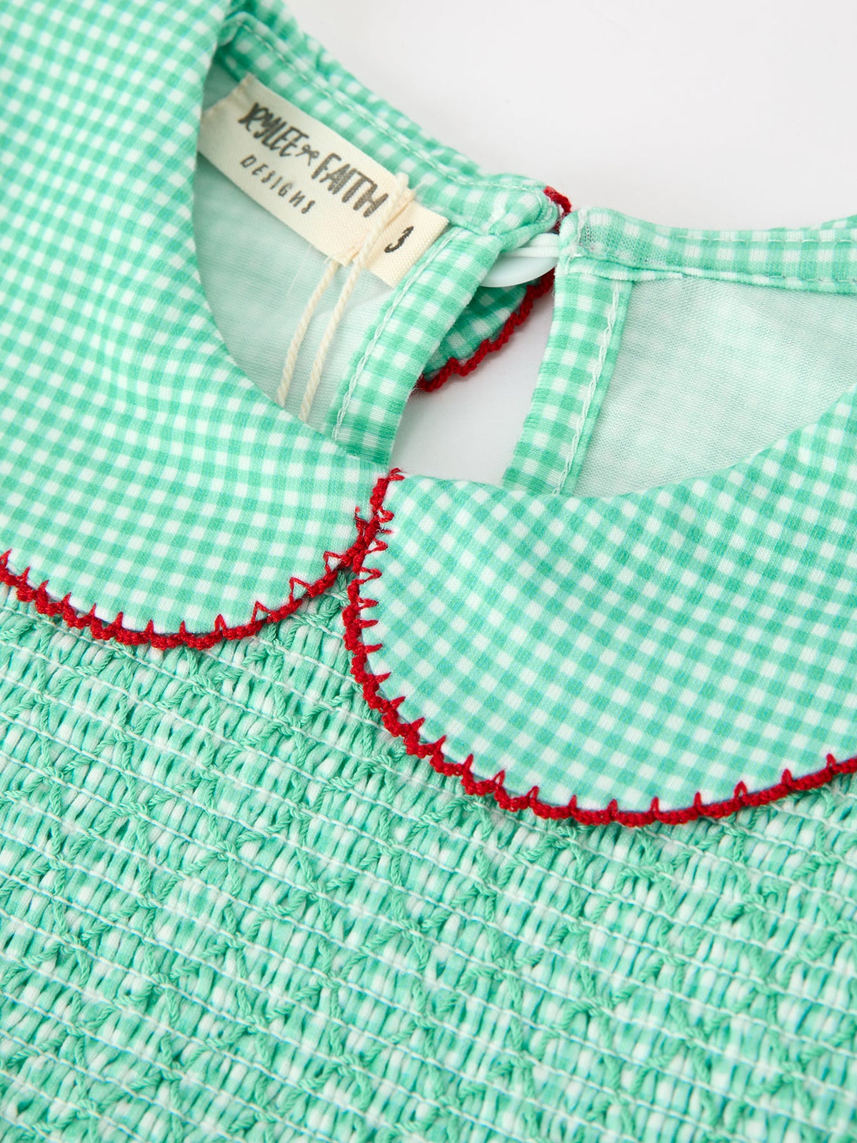 Girls Green Plaid Christmas Smocked Dress