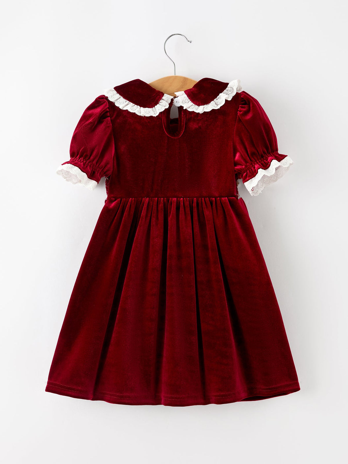 Girls Burgundy Velvet Christmas Dress