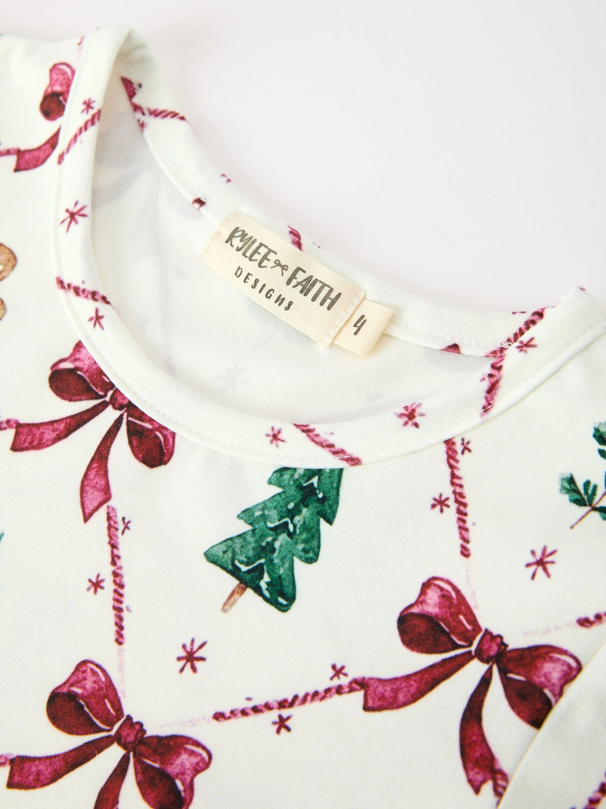 Girls Christmas Bow & Gingerbread Twirl Dress