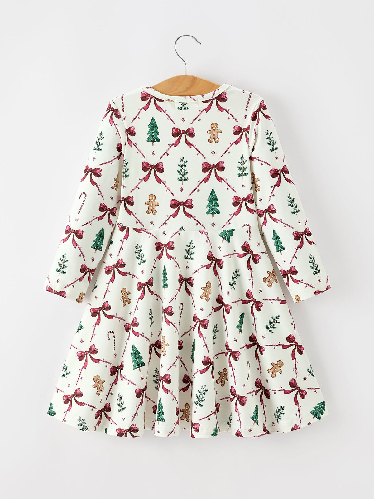 Girls Christmas Bow & Gingerbread Twirl Dress