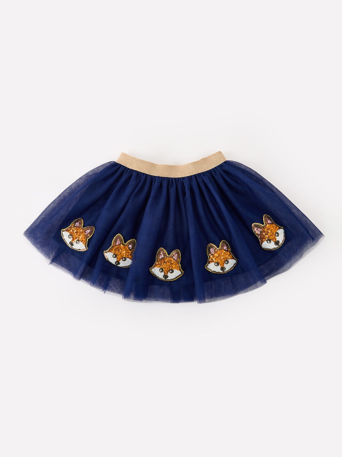 Girls Navy Fox Sequin Tulle Tutu Skirt